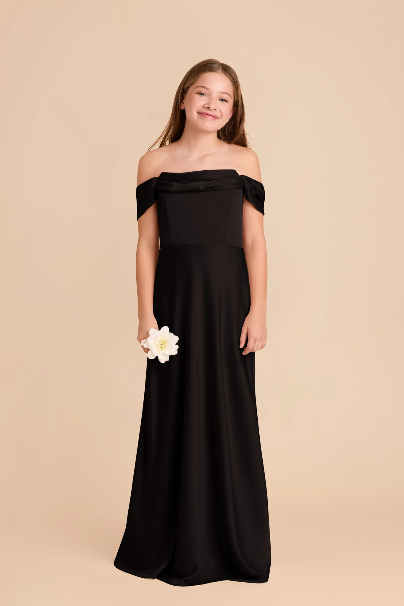 Mimi Junior Matte Satin Dress - Black