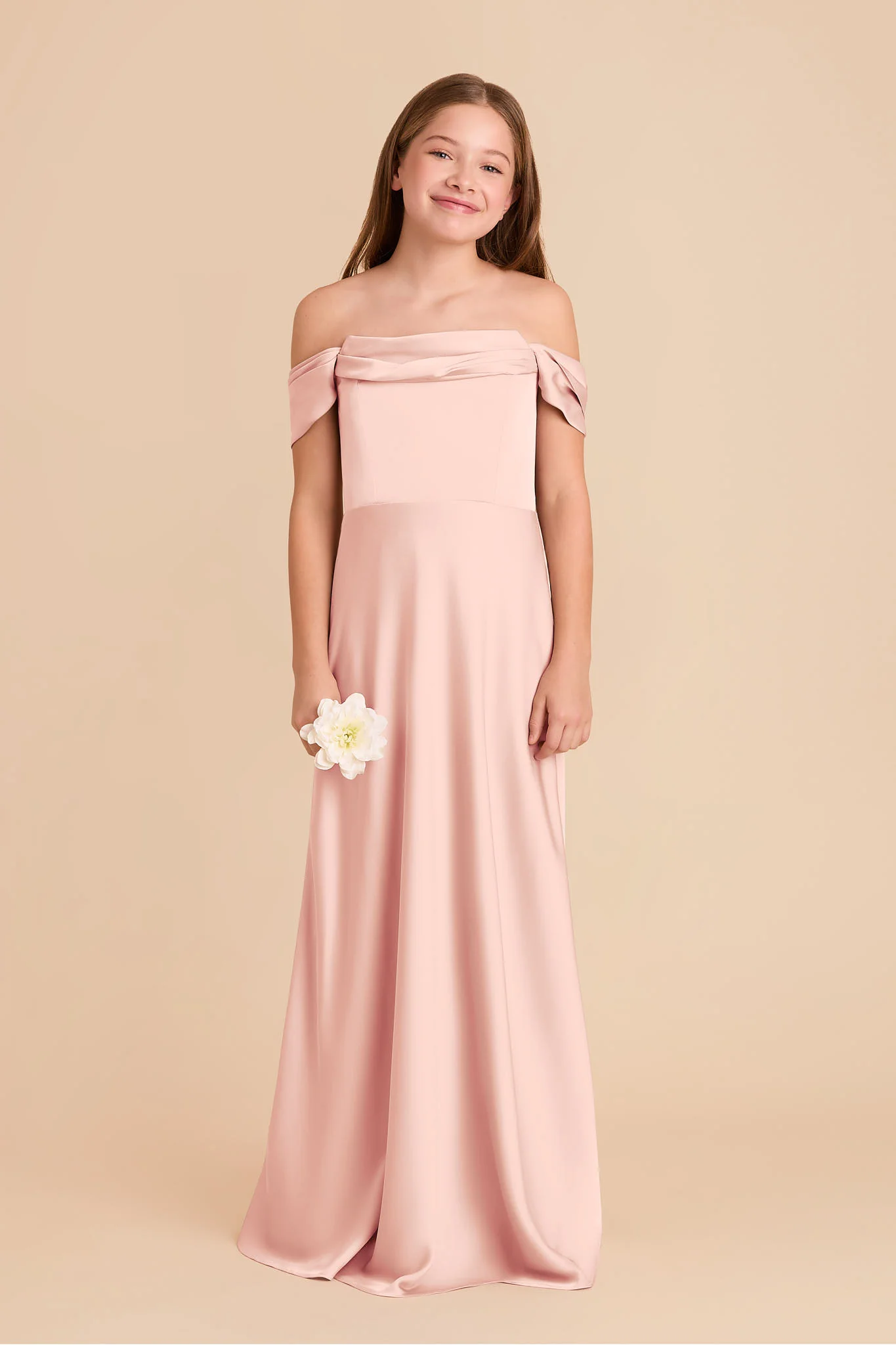 Mimi Junior Matte Satin Dress - Blush Pink - Image 2