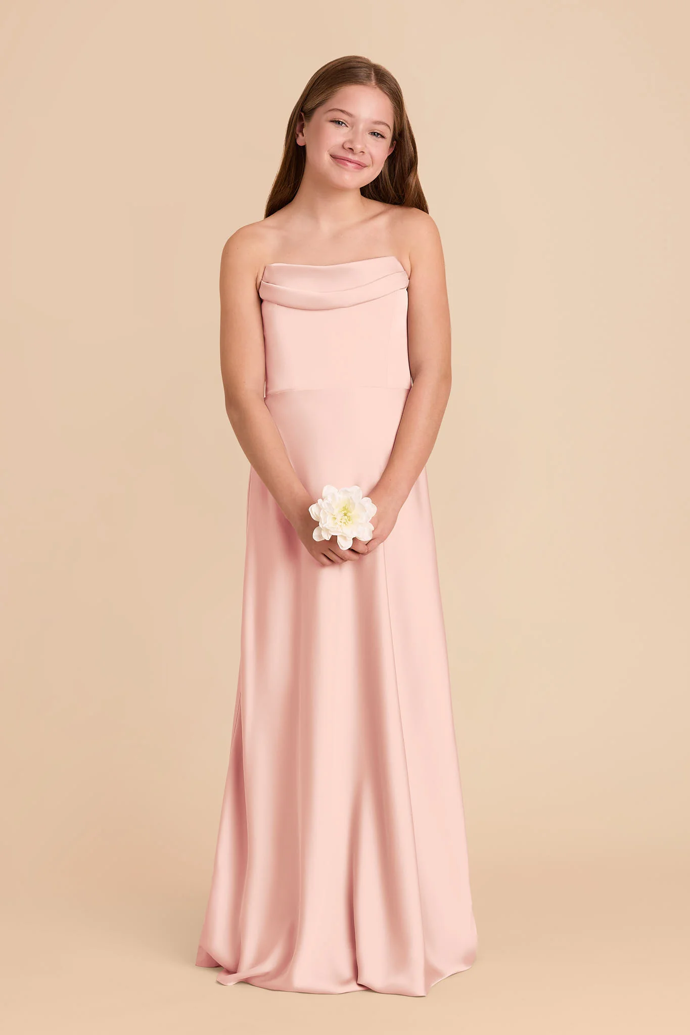 Mimi Junior Matte Satin Dress - Blush Pink - Image 3