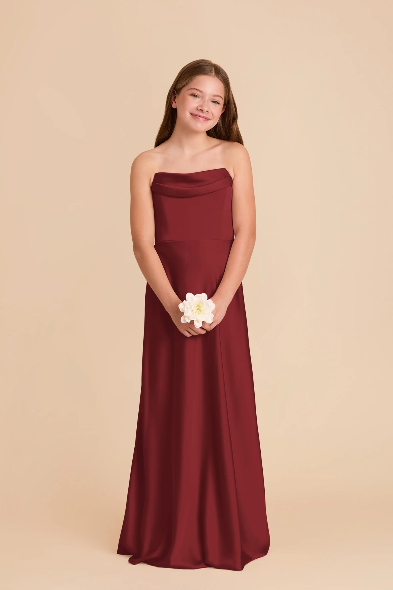 Mimi Junior Matte Satin Dress - Burgundy - Image 3