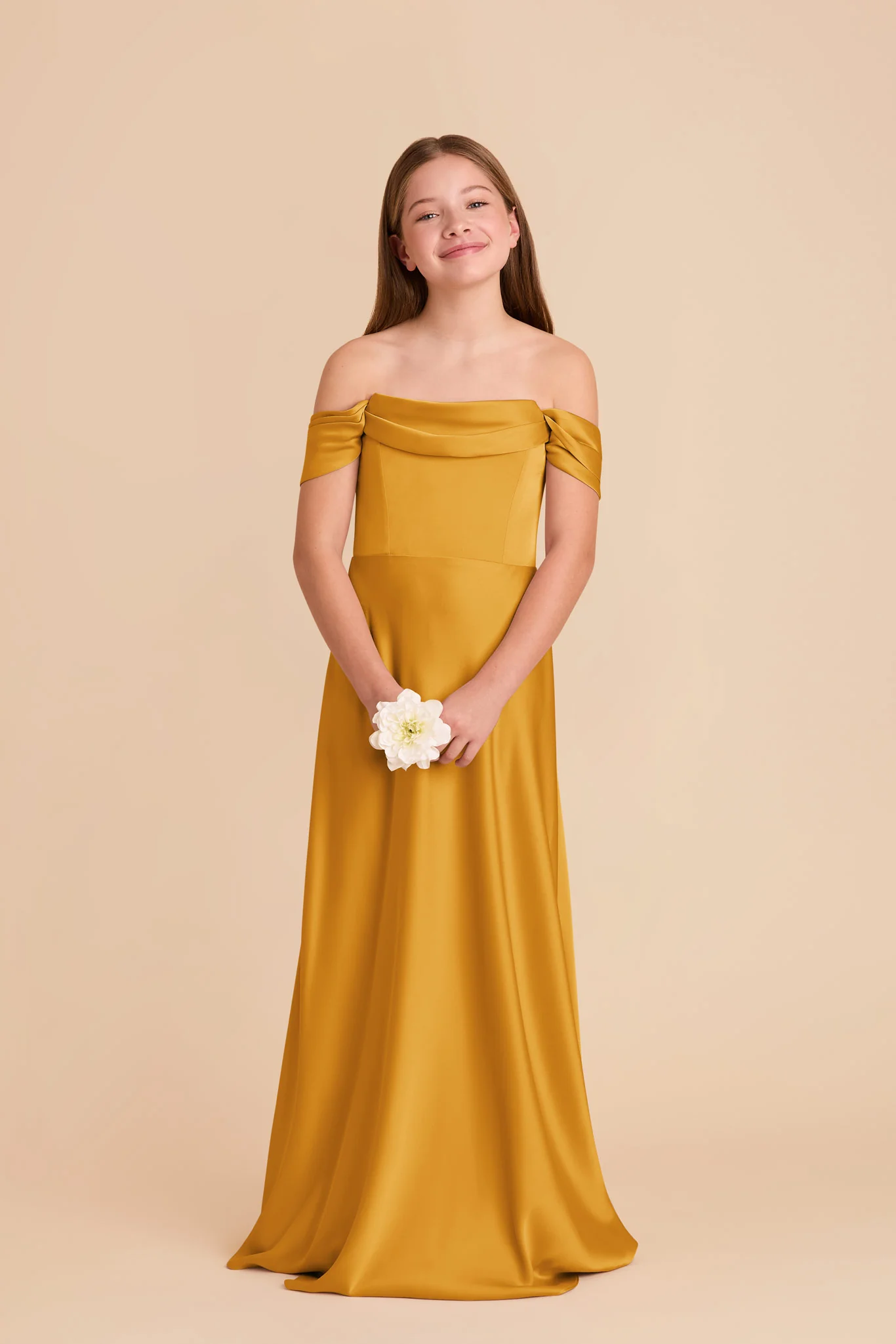 Mimi Junior Matte Satin Dress - Butterscotch - Image 2
