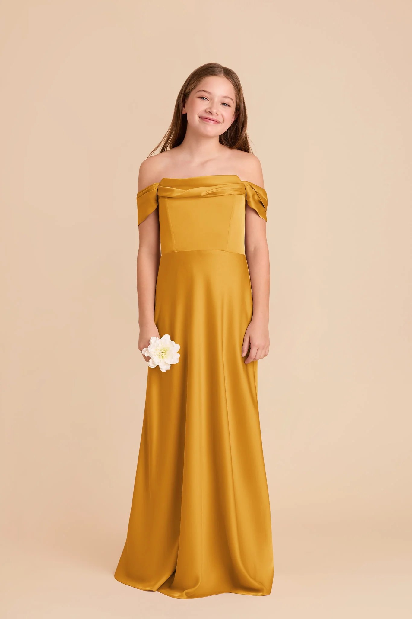 Mimi Junior Matte Satin Dress - Butterscotch - Image 3