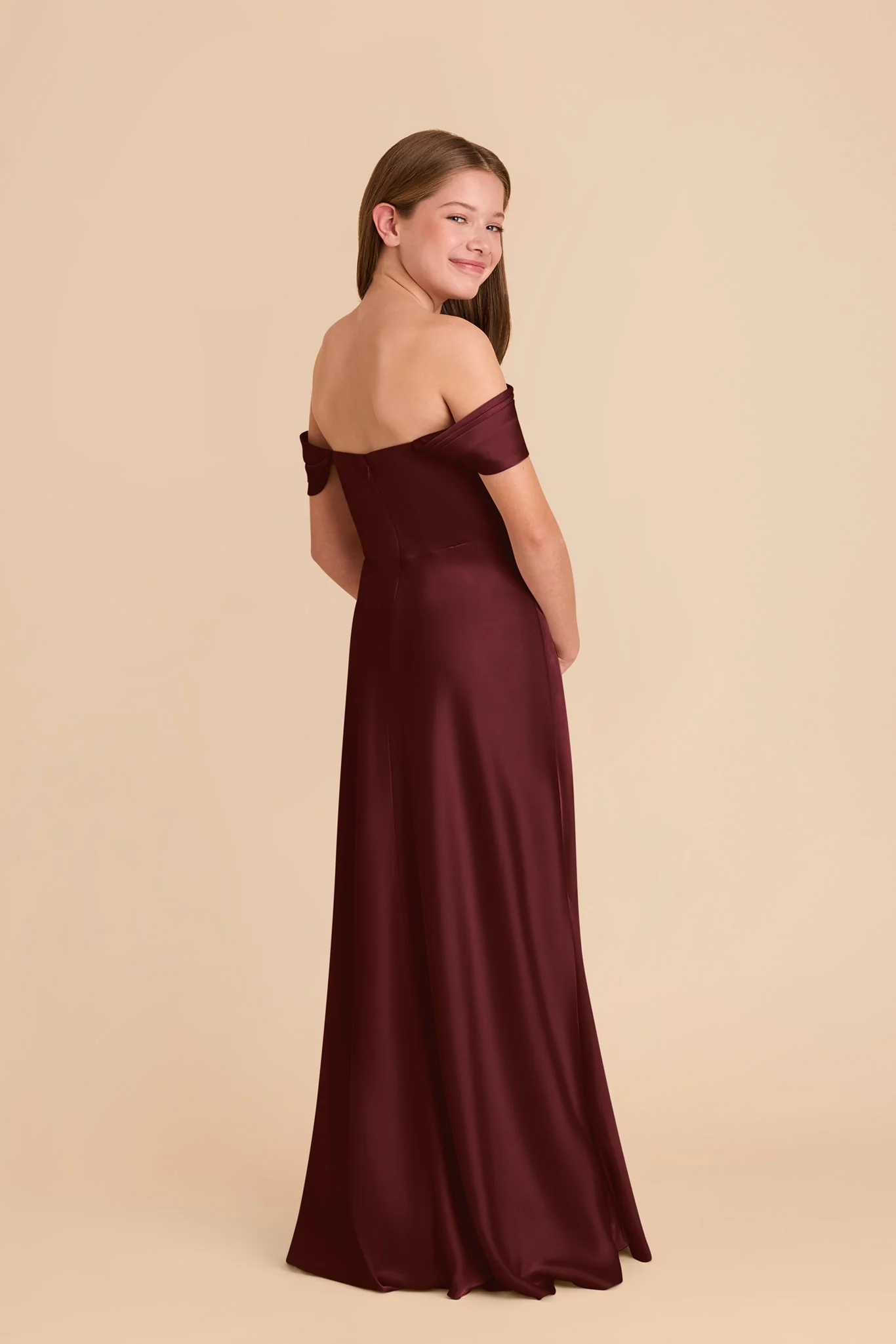 Mimi Junior Matte Satin Dress - Cabernet - Image 5