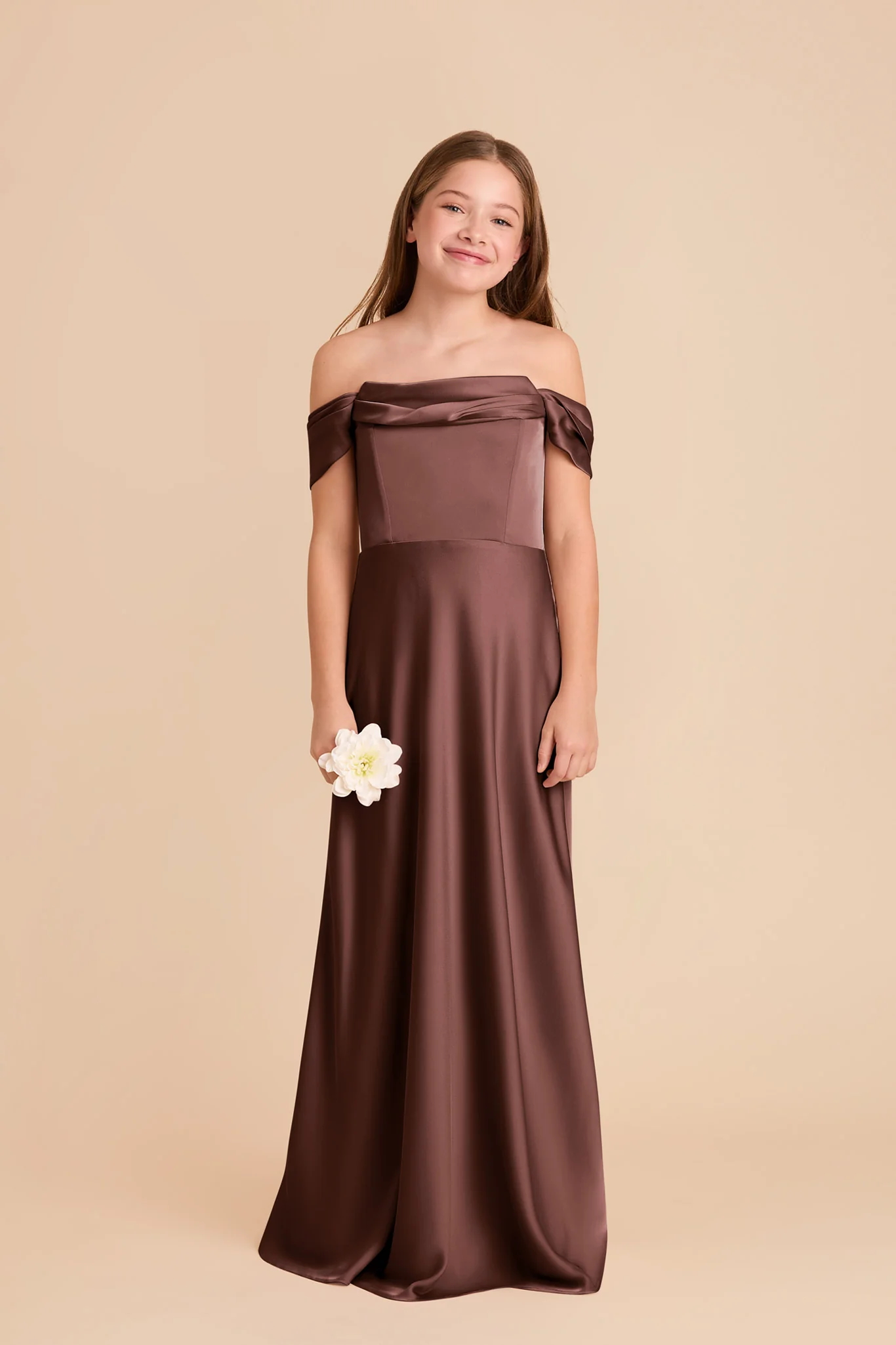 Mimi Junior Matte Satin Dress - Chocolate Brown
