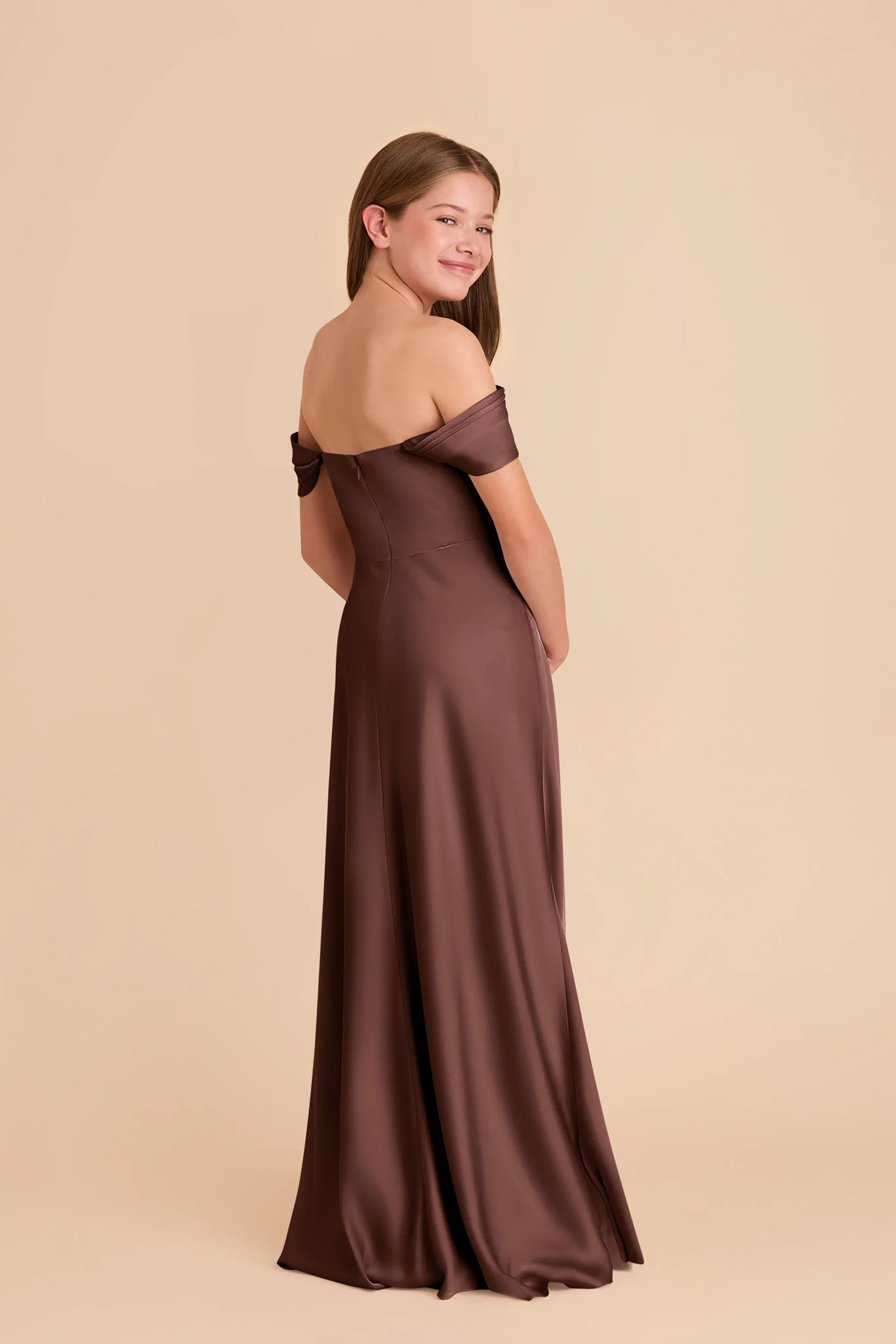 Mimi Junior Matte Satin Dress - Chocolate Brown - Image 5