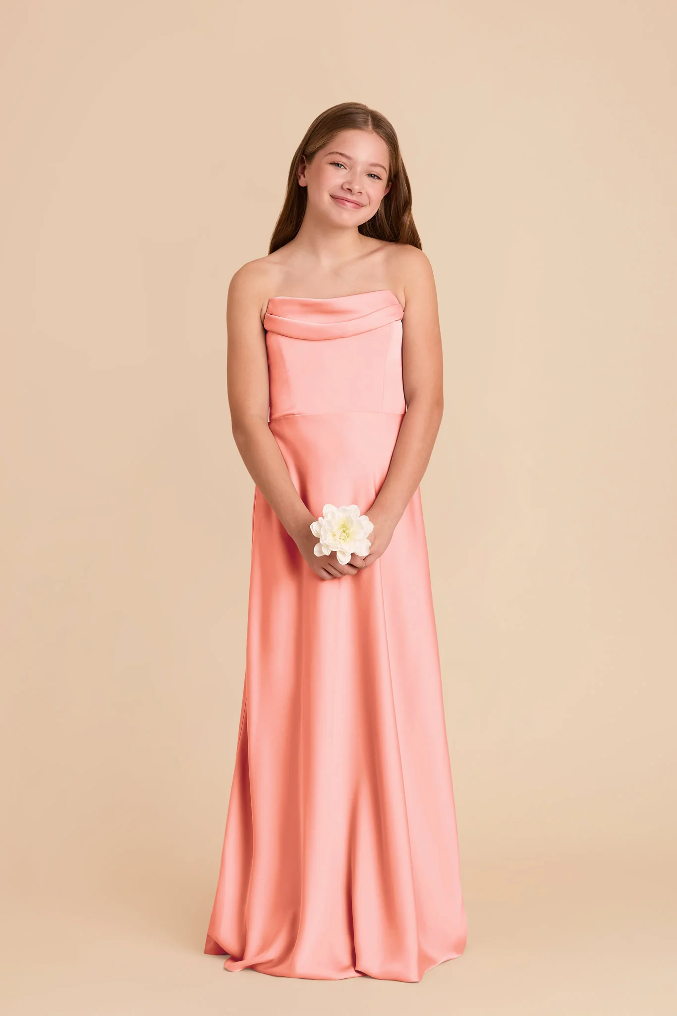 Mimi Junior Matte Satin Dress - Coral Pink - Image 4