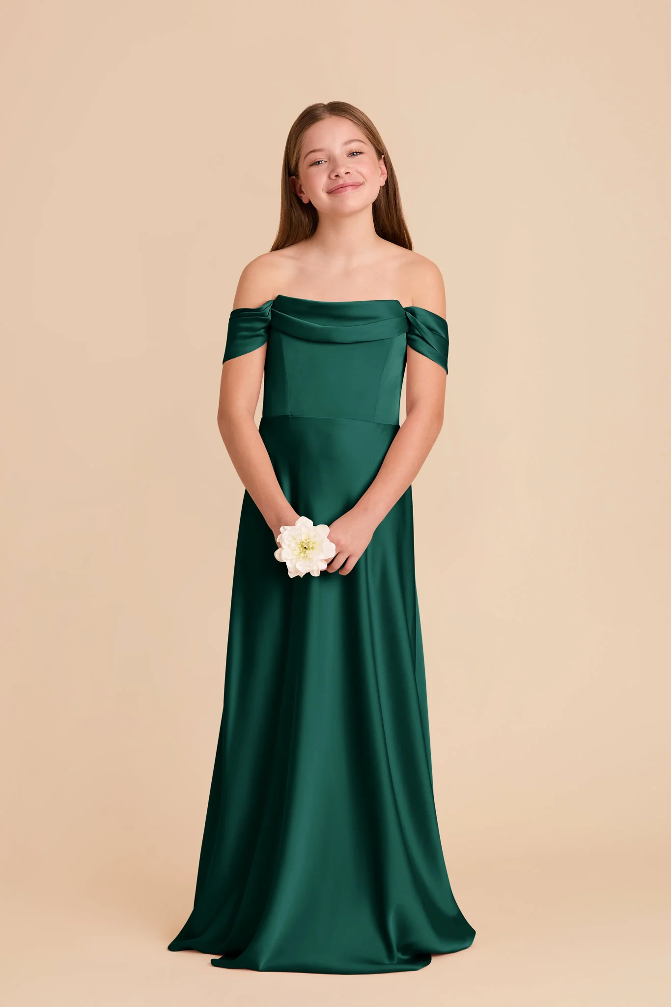 Mimi Junior Matte Satin Dress - Emerald