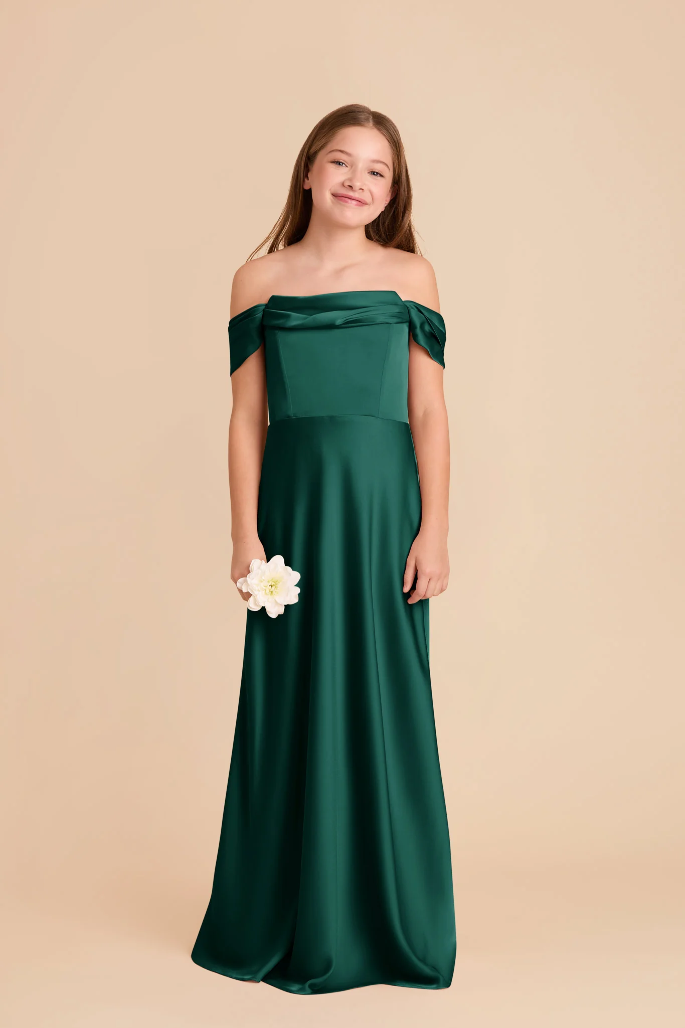 Mimi Junior Matte Satin Dress - Emerald - Image 2