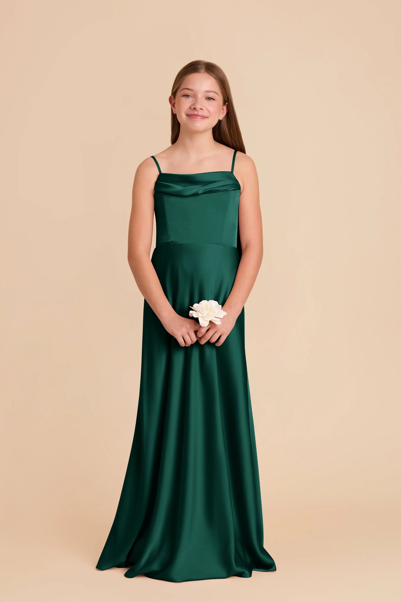 Mimi Junior Matte Satin Dress - Emerald - Image 3