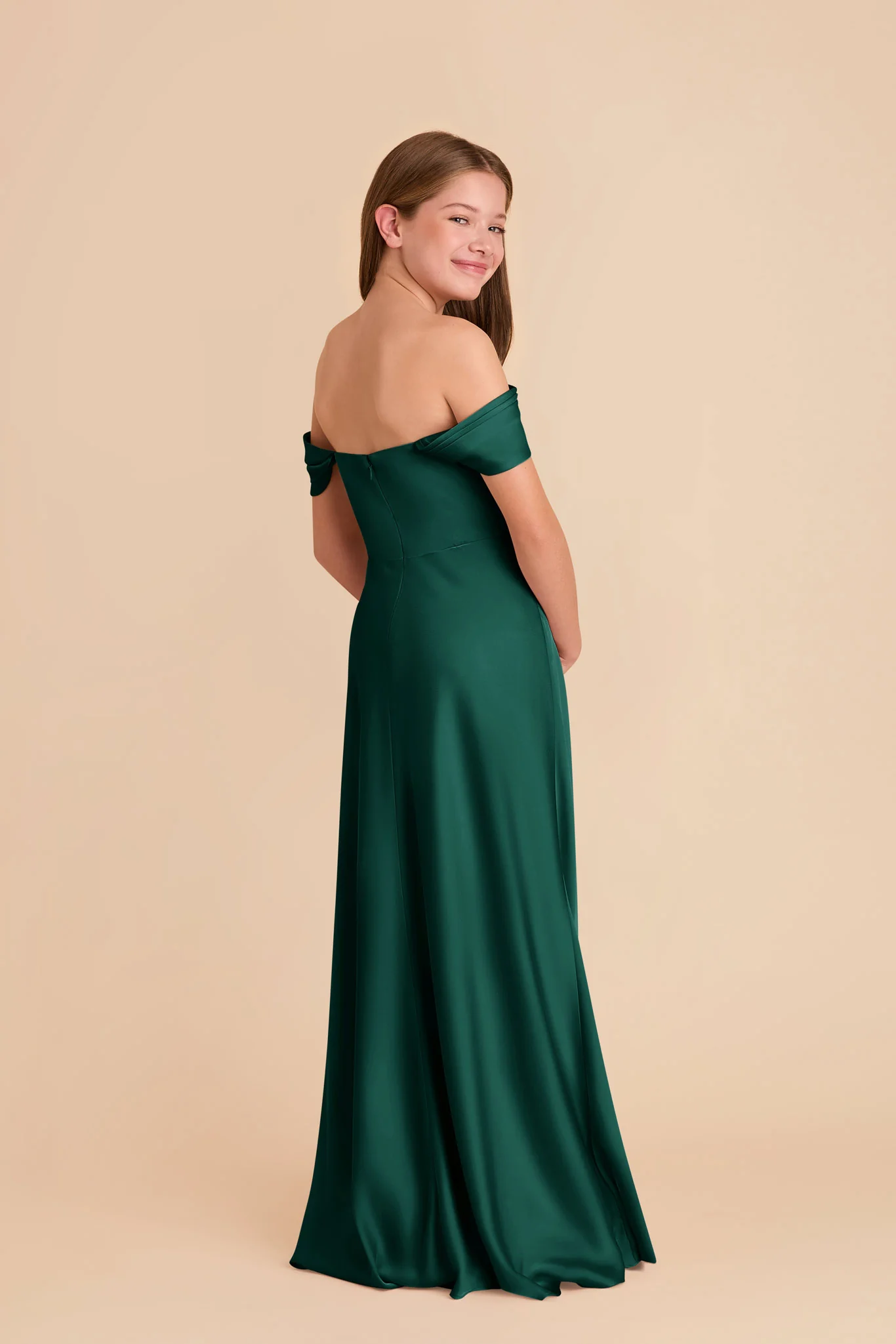 Mimi Junior Matte Satin Dress - Emerald - Image 5