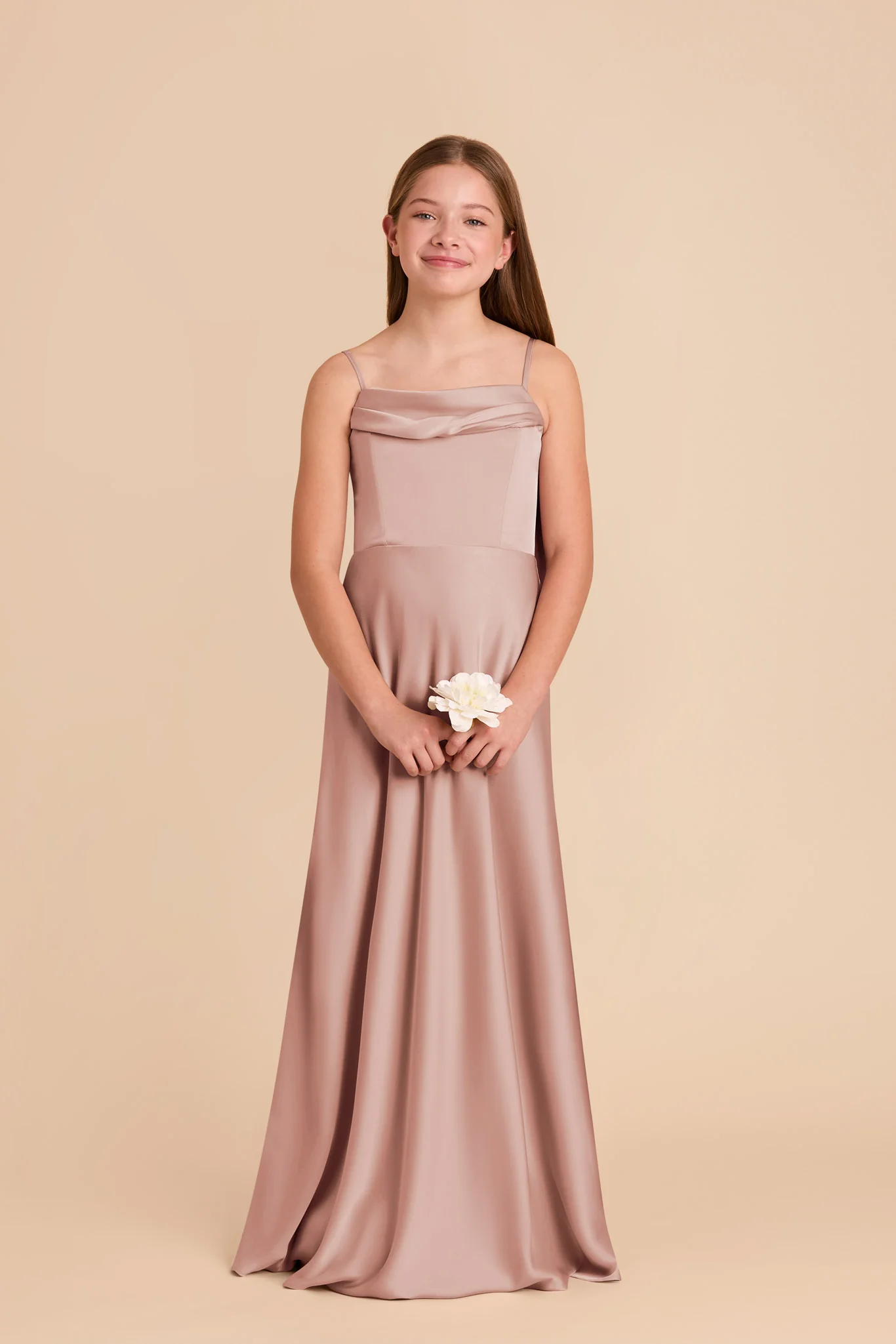 Mimi Junior Matte Satin Dress - English Rose