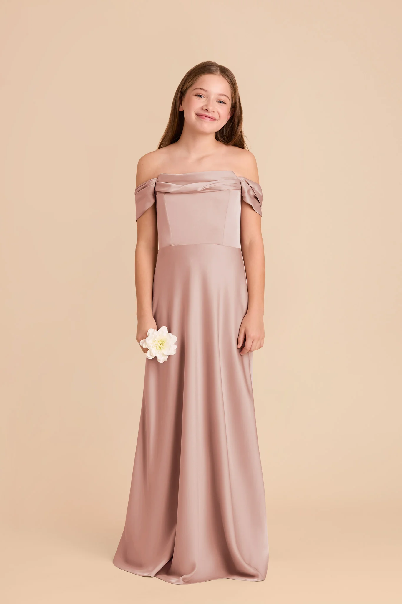 Mimi Junior Matte Satin Dress - English Rose - Image 3