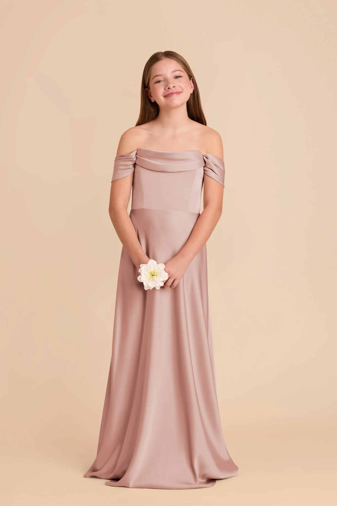 Mimi Junior Matte Satin Dress - English Rose - Image 4