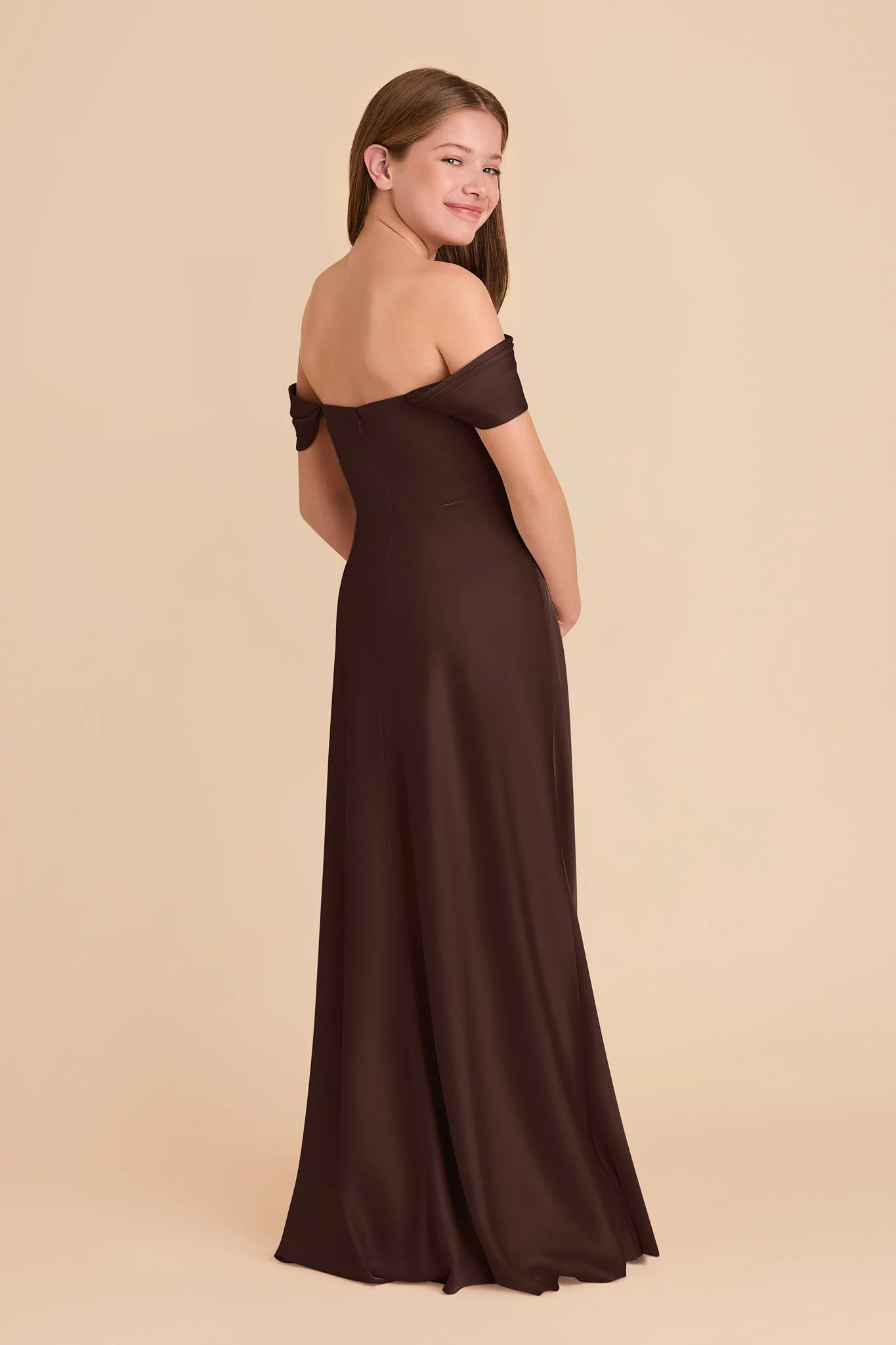 Mimi Junior Matte Satin Dress - Espresso - Image 5
