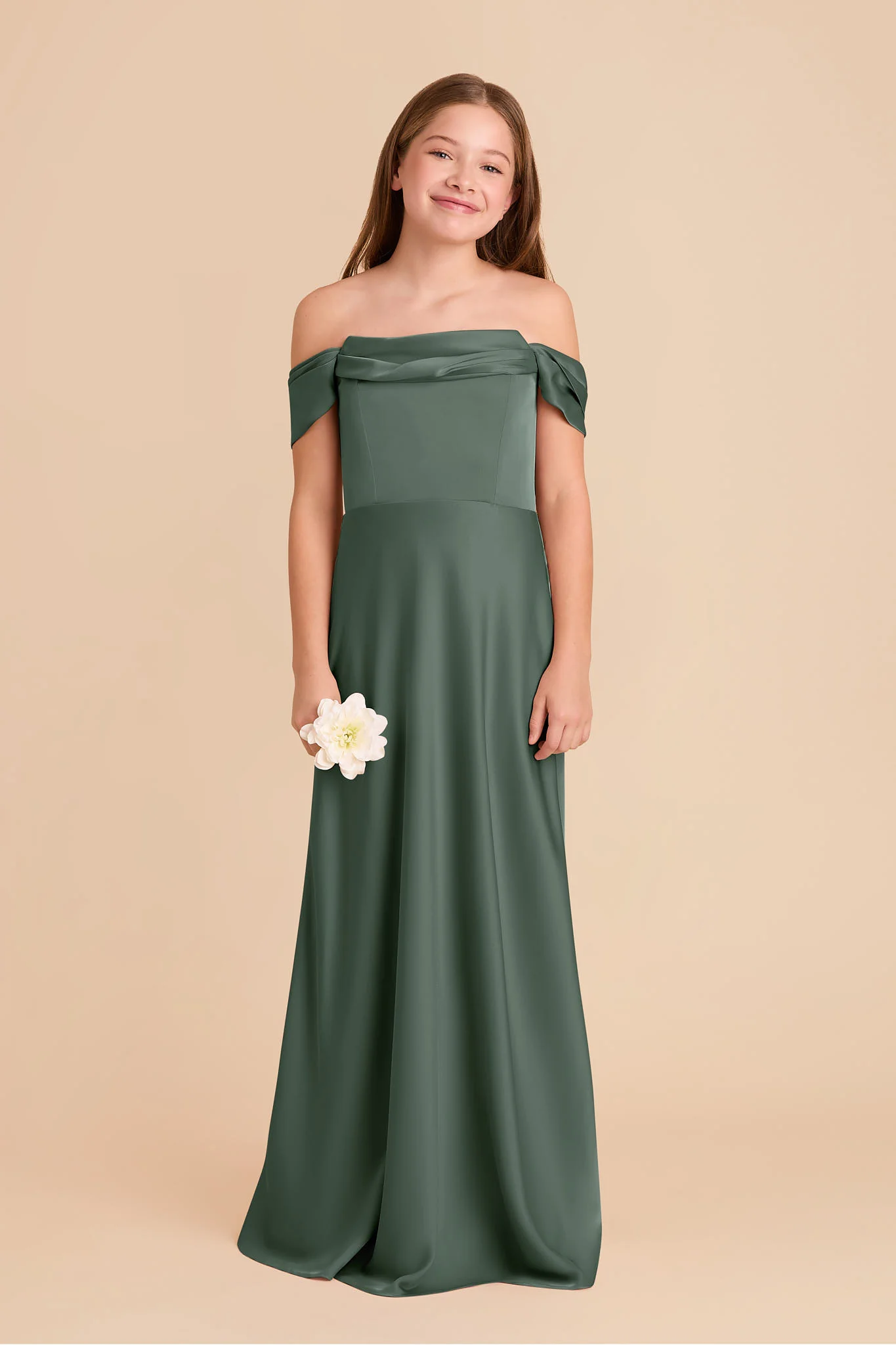 Mimi Junior Matte Satin Dress - Eucalyptus