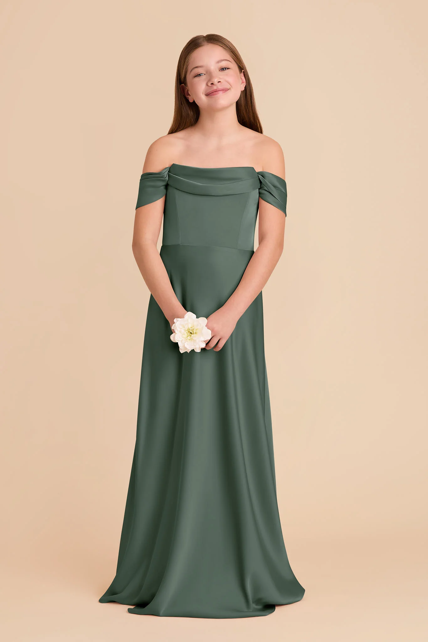 Mimi Junior Matte Satin Dress - Eucalyptus - Image 2
