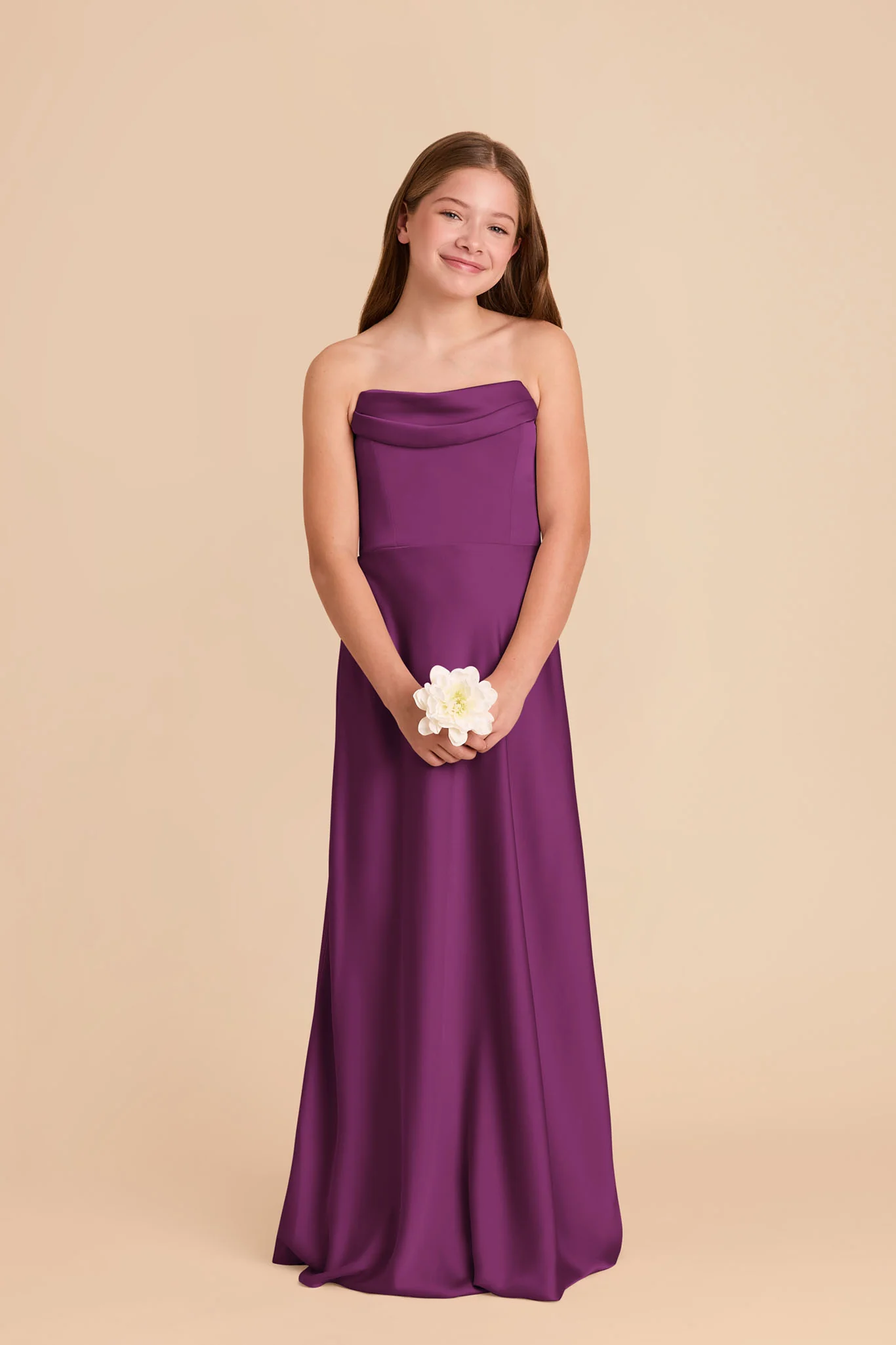 Mimi Junior Matte Satin Dress - Fig - Image 3