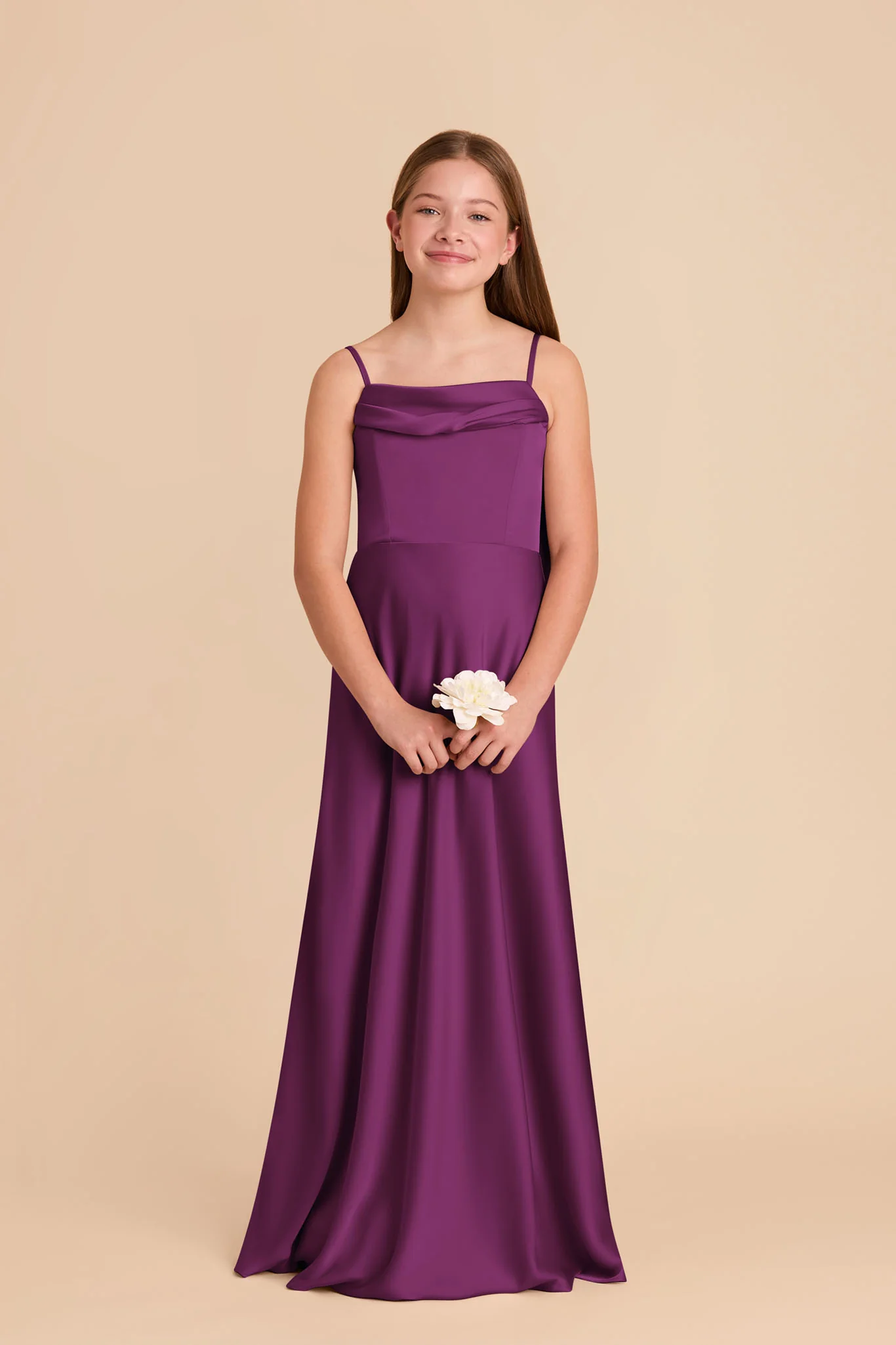 Mimi Junior Matte Satin Dress - Fig - Image 4