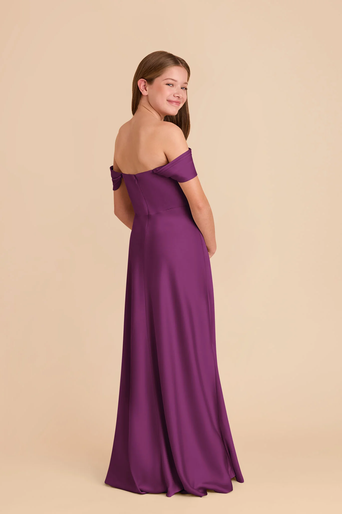 Mimi Junior Matte Satin Dress - Fig - Image 5