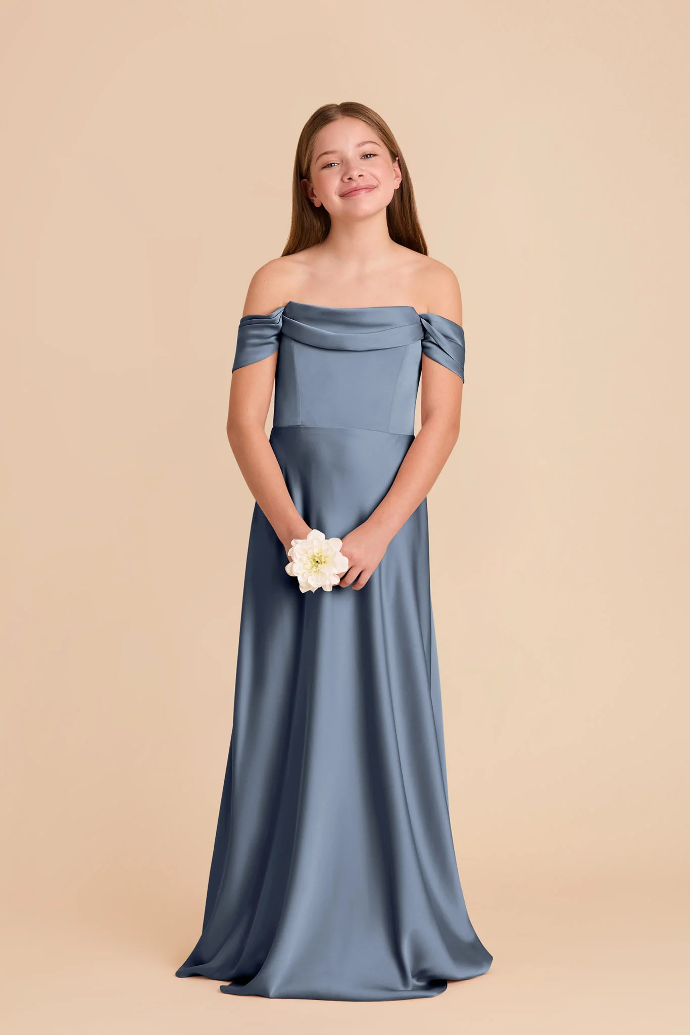 Mimi Junior Matte Satin Dress - French Blue - Image 4