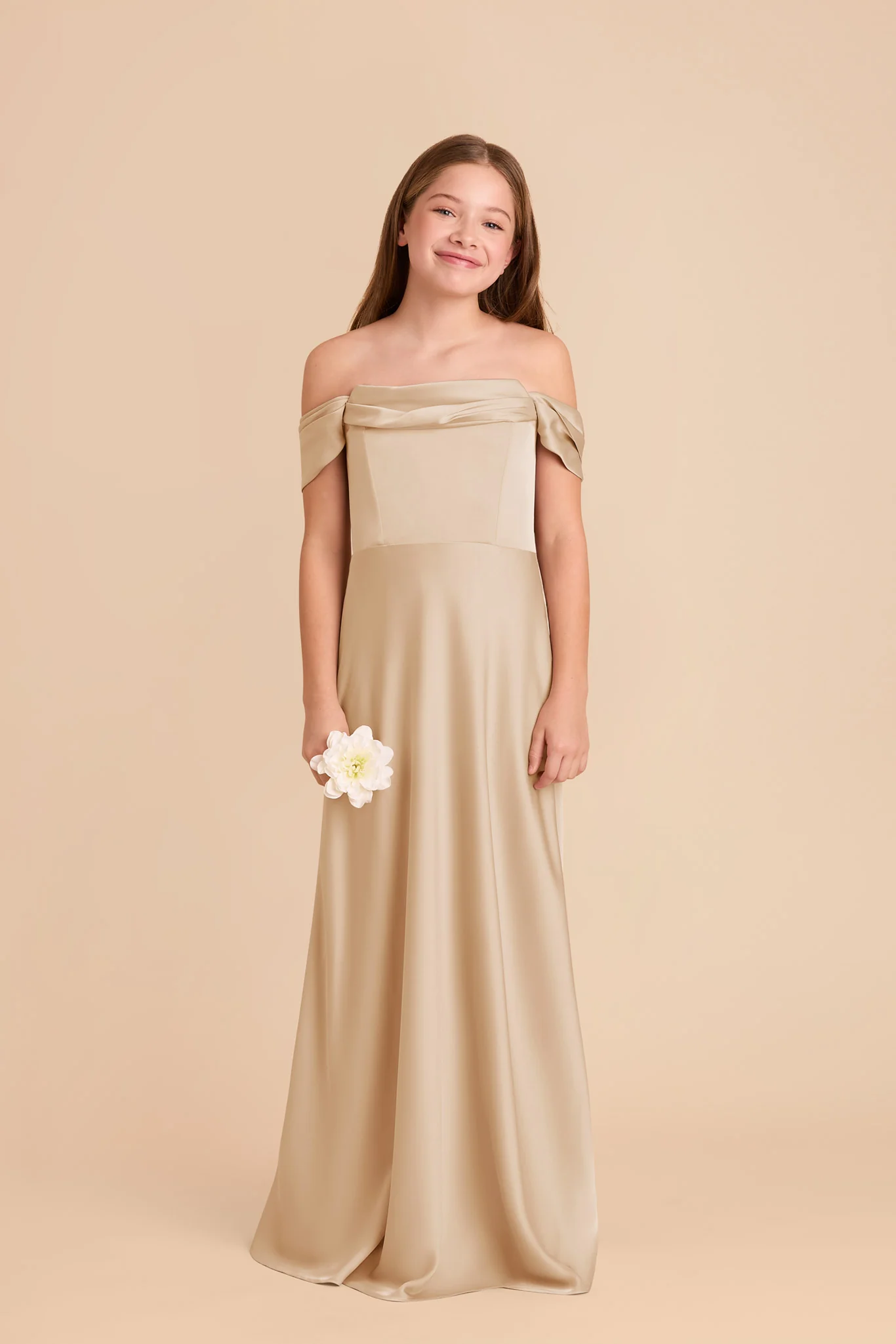 Mimi Junior Matte Satin Dress - Gold - Image 2