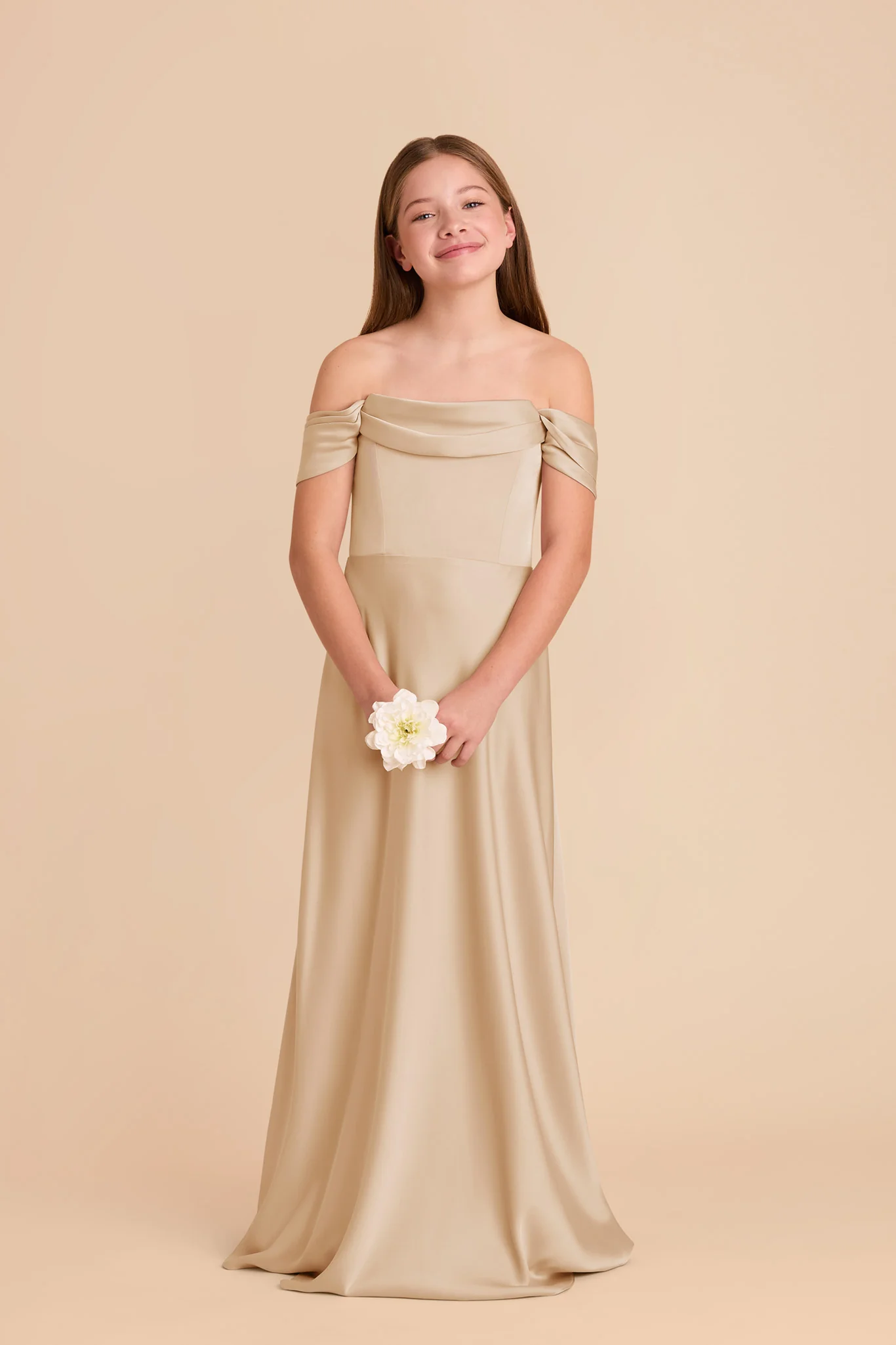 Mimi Junior Matte Satin Dress - Gold - Image 3