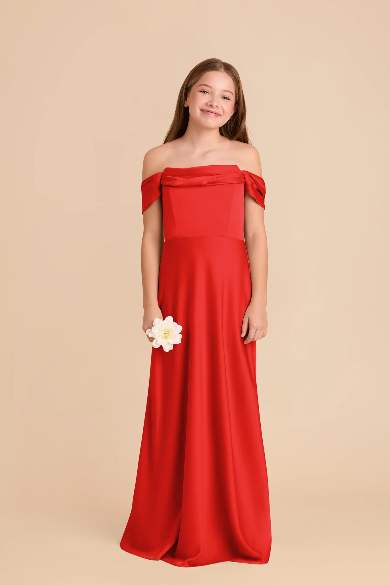 Mimi Junior Matte Satin Dress - Lipstick Red