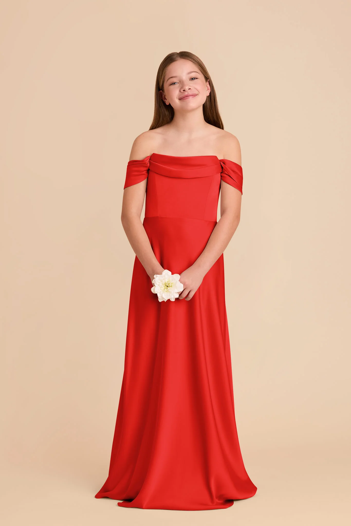 Mimi Junior Matte Satin Dress - Lipstick Red - Image 3