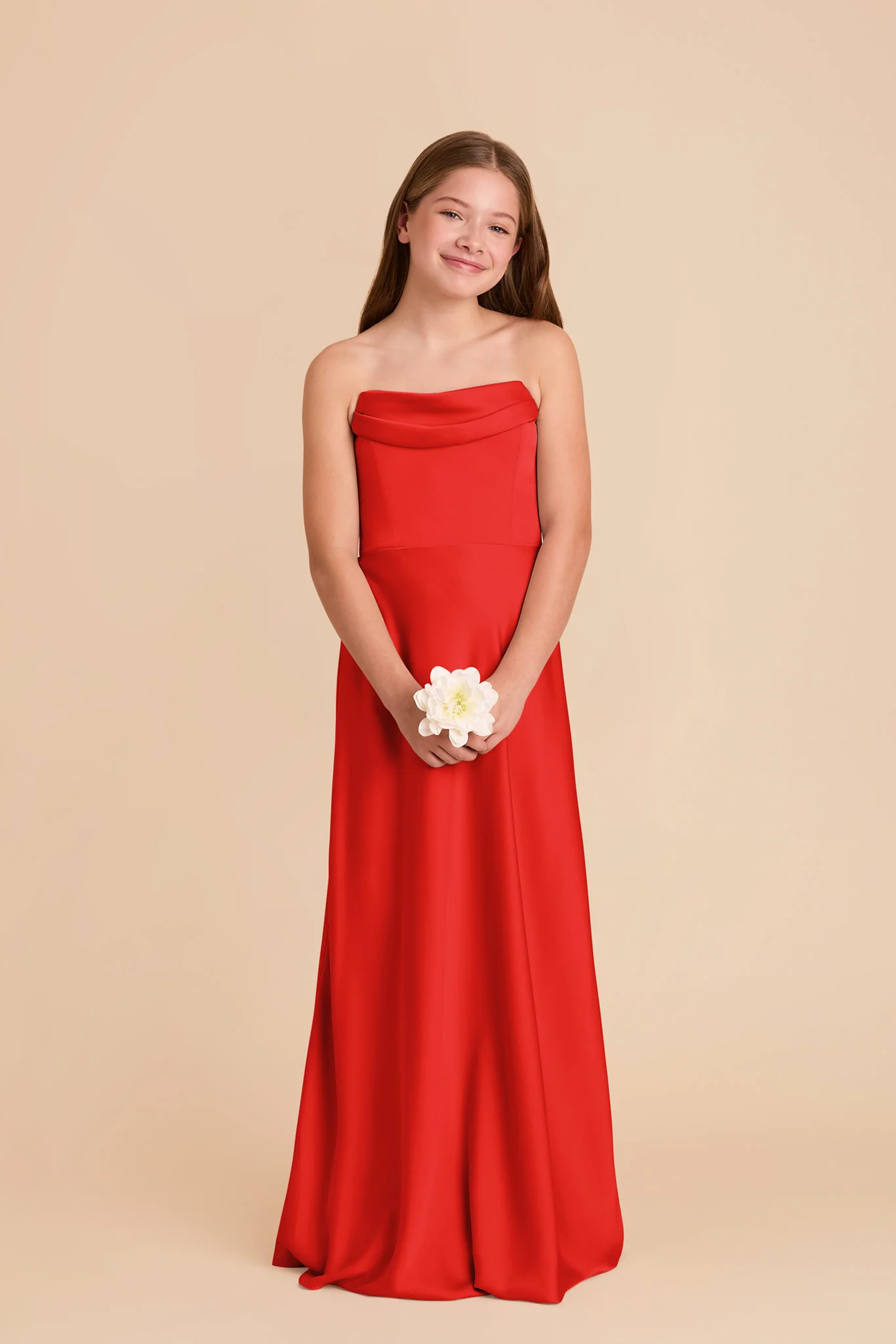 Mimi Junior Matte Satin Dress - Lipstick Red - Image 4