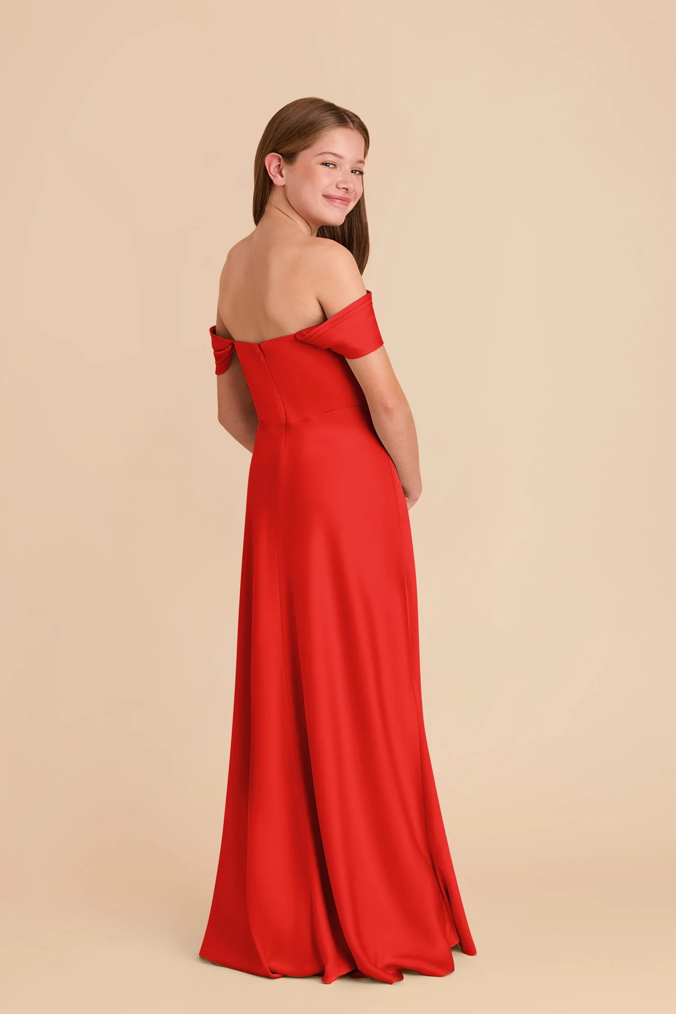 Mimi Junior Matte Satin Dress - Lipstick Red - Image 5