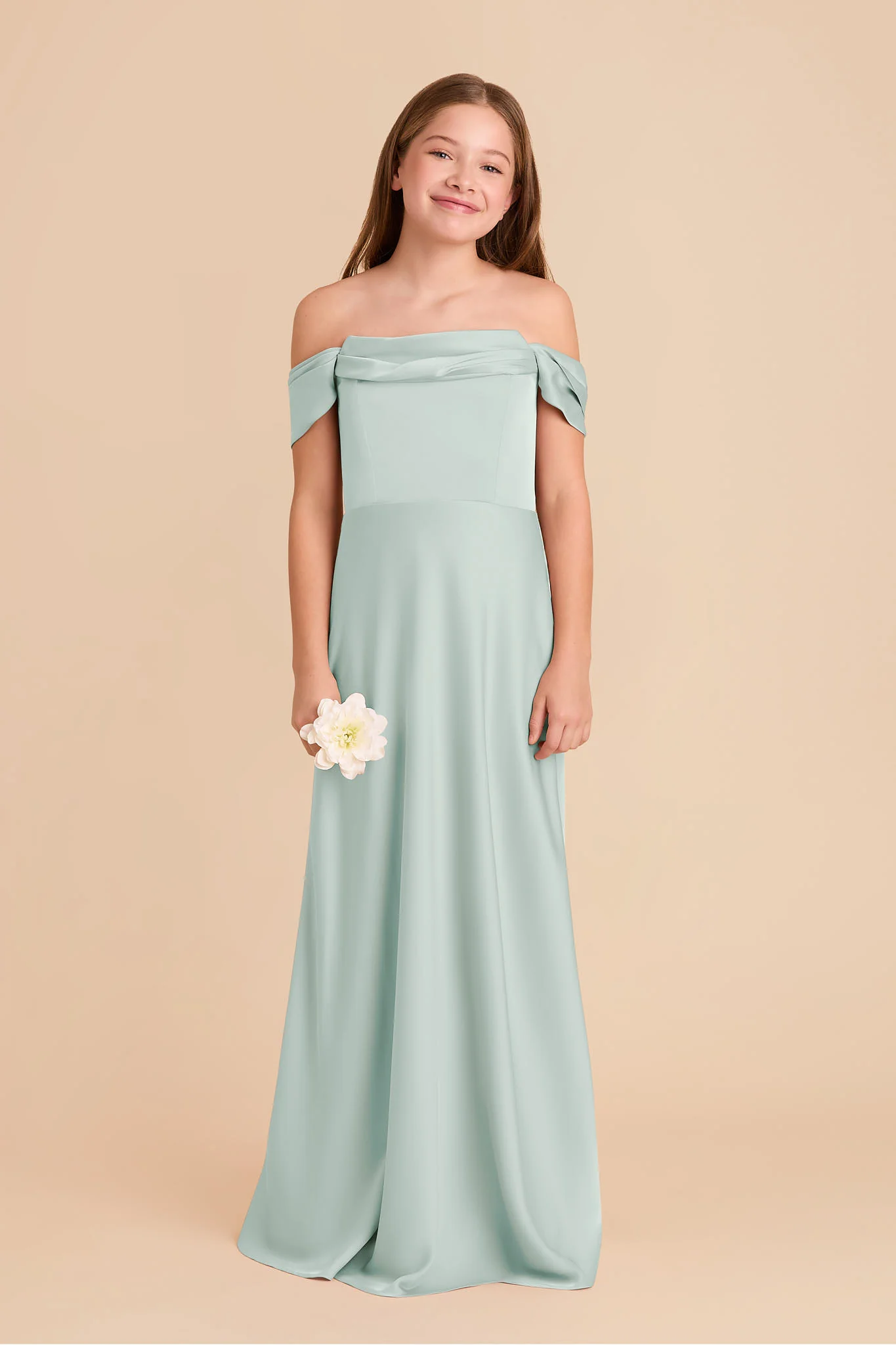 Mimi Junior Matte Satin Dress - Mint