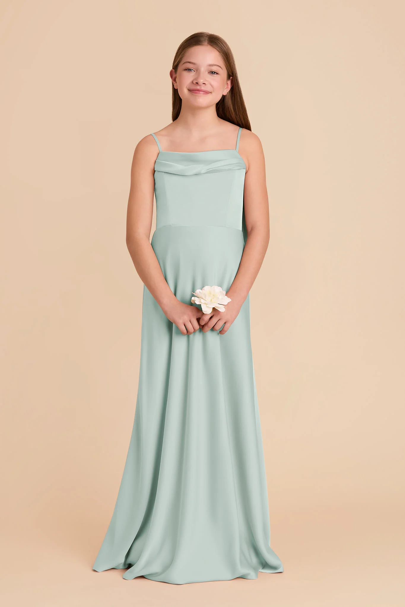 Mimi Junior Matte Satin Dress - Mint - Image 3