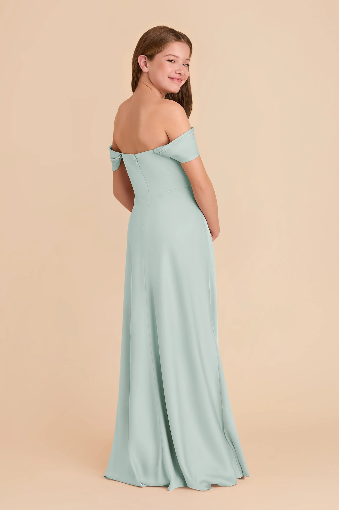 Mimi Junior Matte Satin Dress - Mint - Image 5