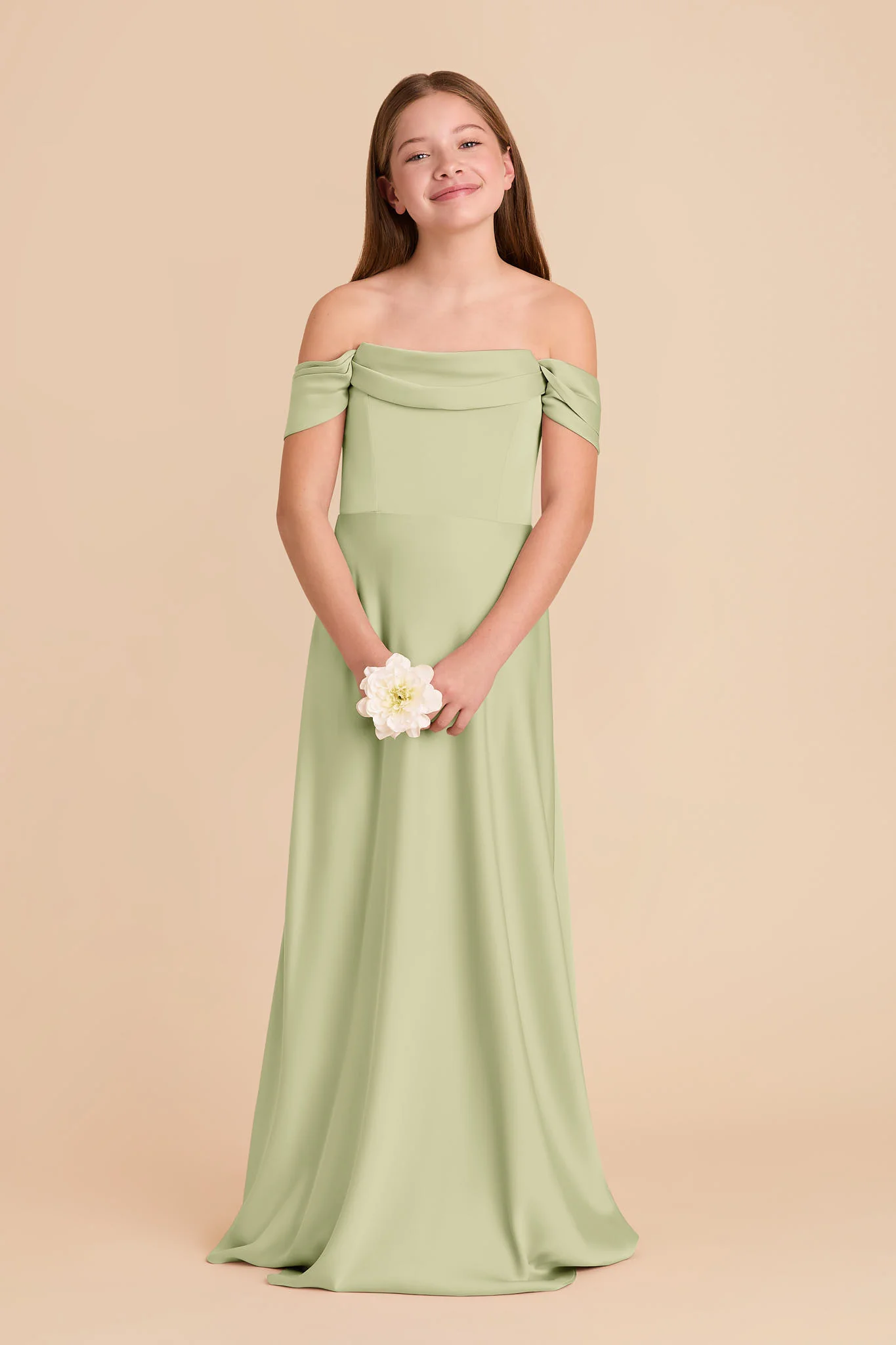 Mimi Junior Matte Satin Dress - Pale Pistachio - Image 3