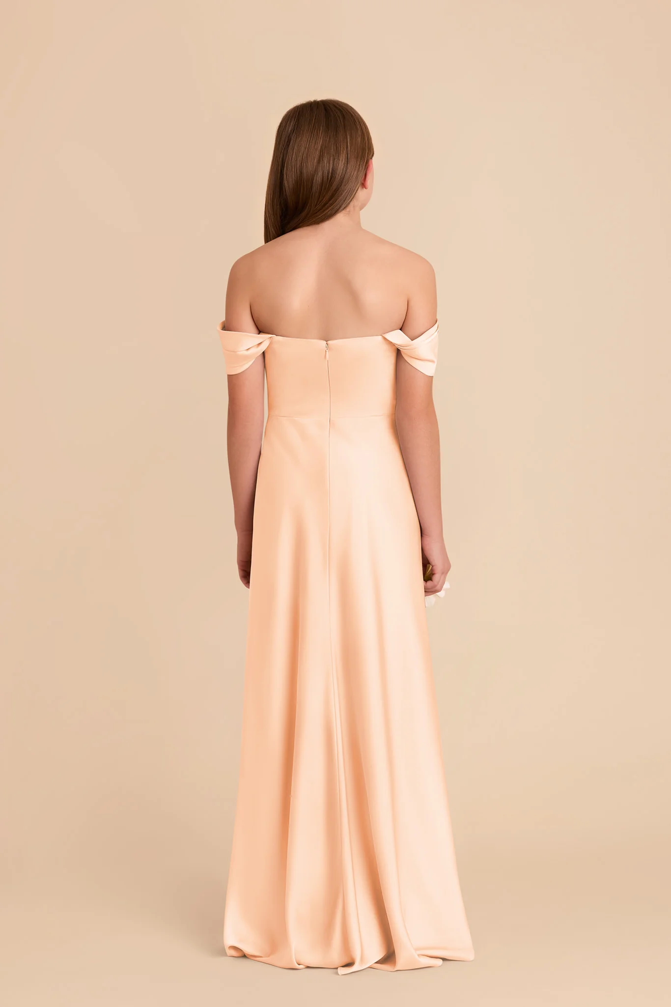 Mimi Junior Matte Satin Dress - Peach Cream - Image 6