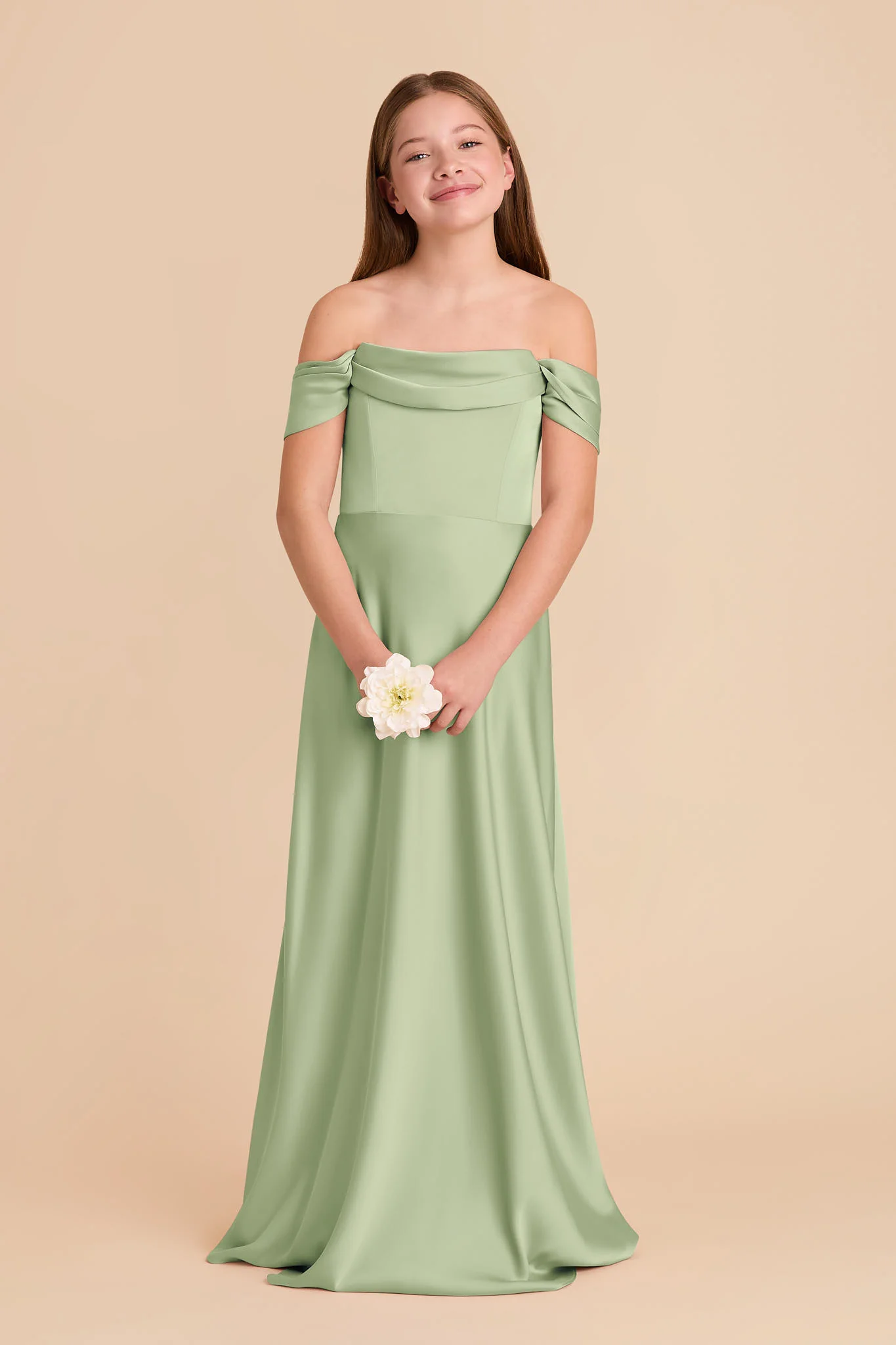 Mimi Junior Matte Satin Dress - Pistachio - Image 2