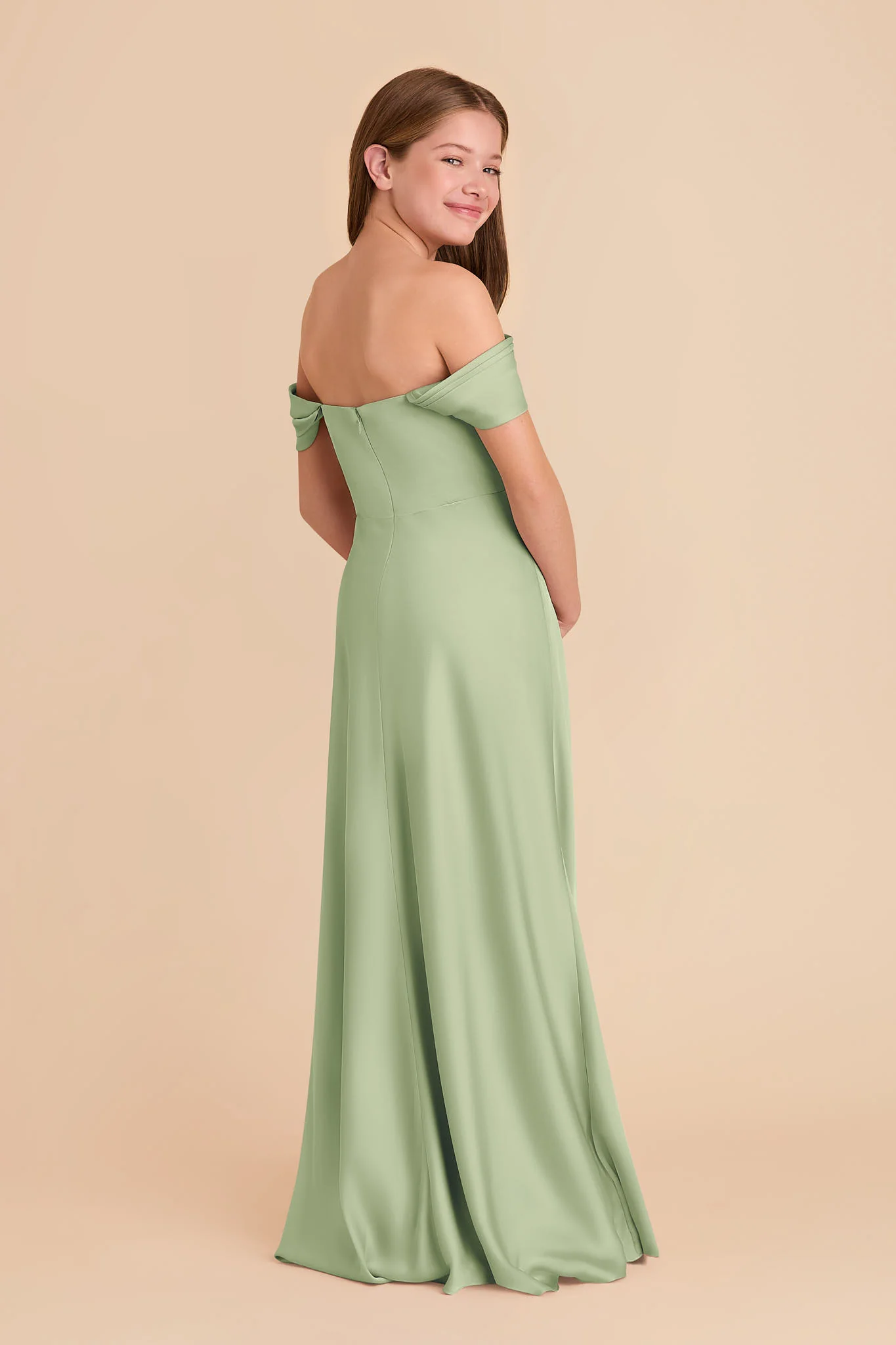Mimi Junior Matte Satin Dress - Pistachio - Image 5