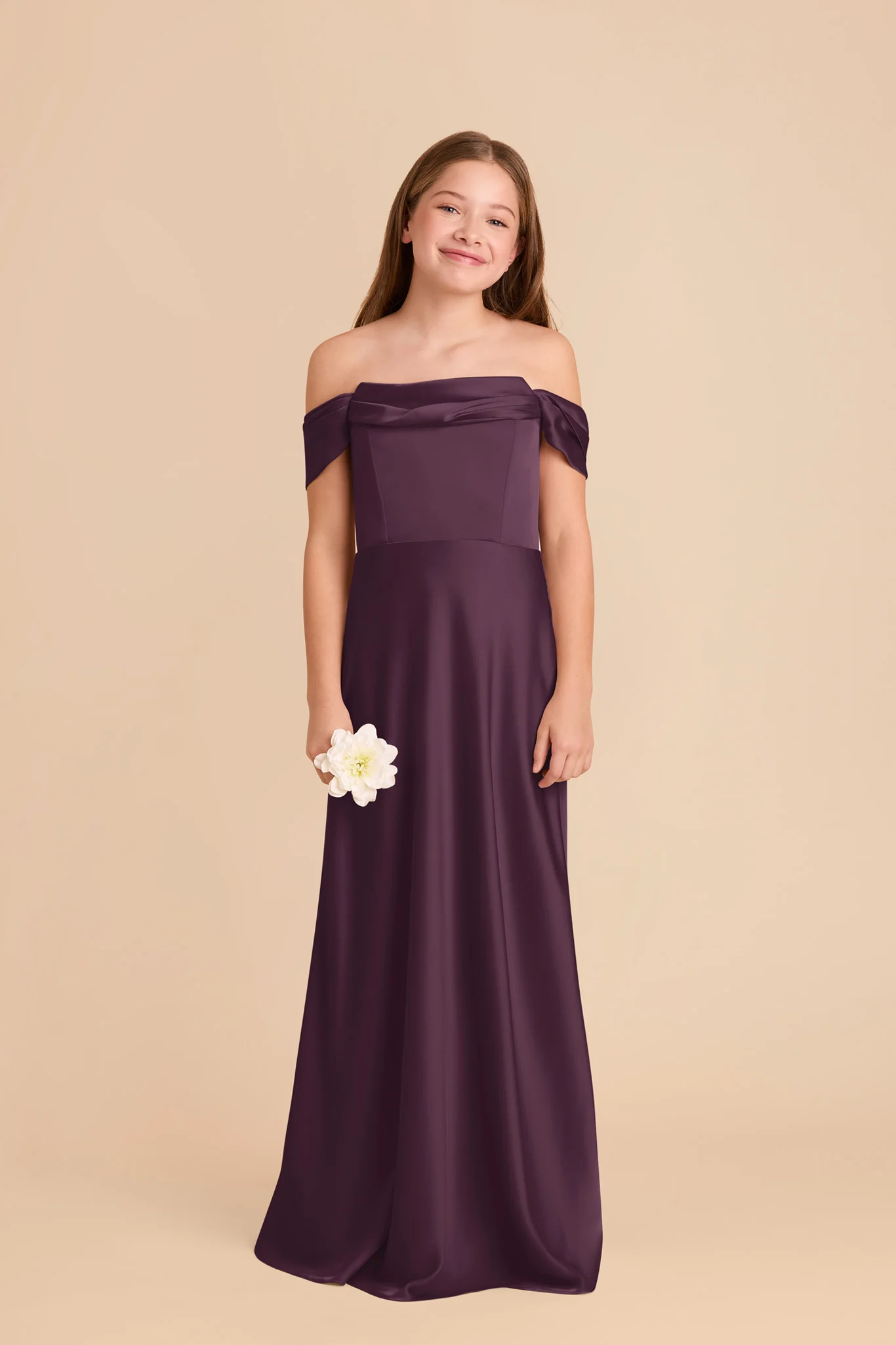 Mimi Junior Matte Satin Dress - Plum