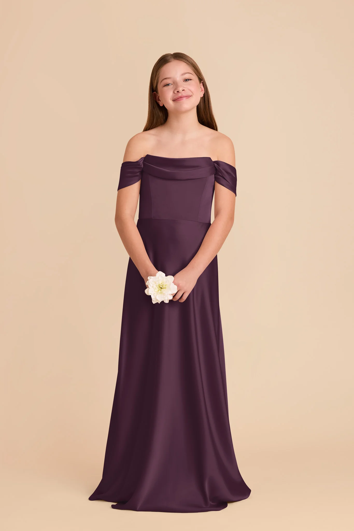 Mimi Junior Matte Satin Dress - Plum - Image 3