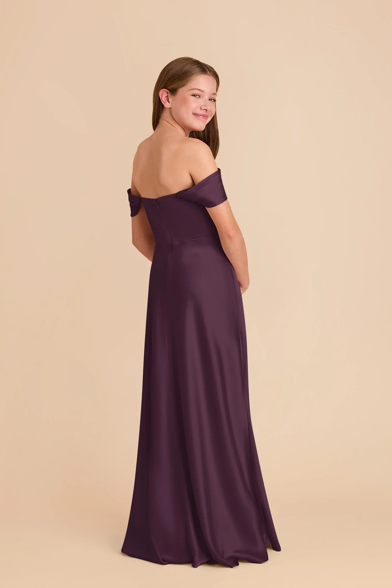 Mimi Junior Matte Satin Dress - Plum - Image 5