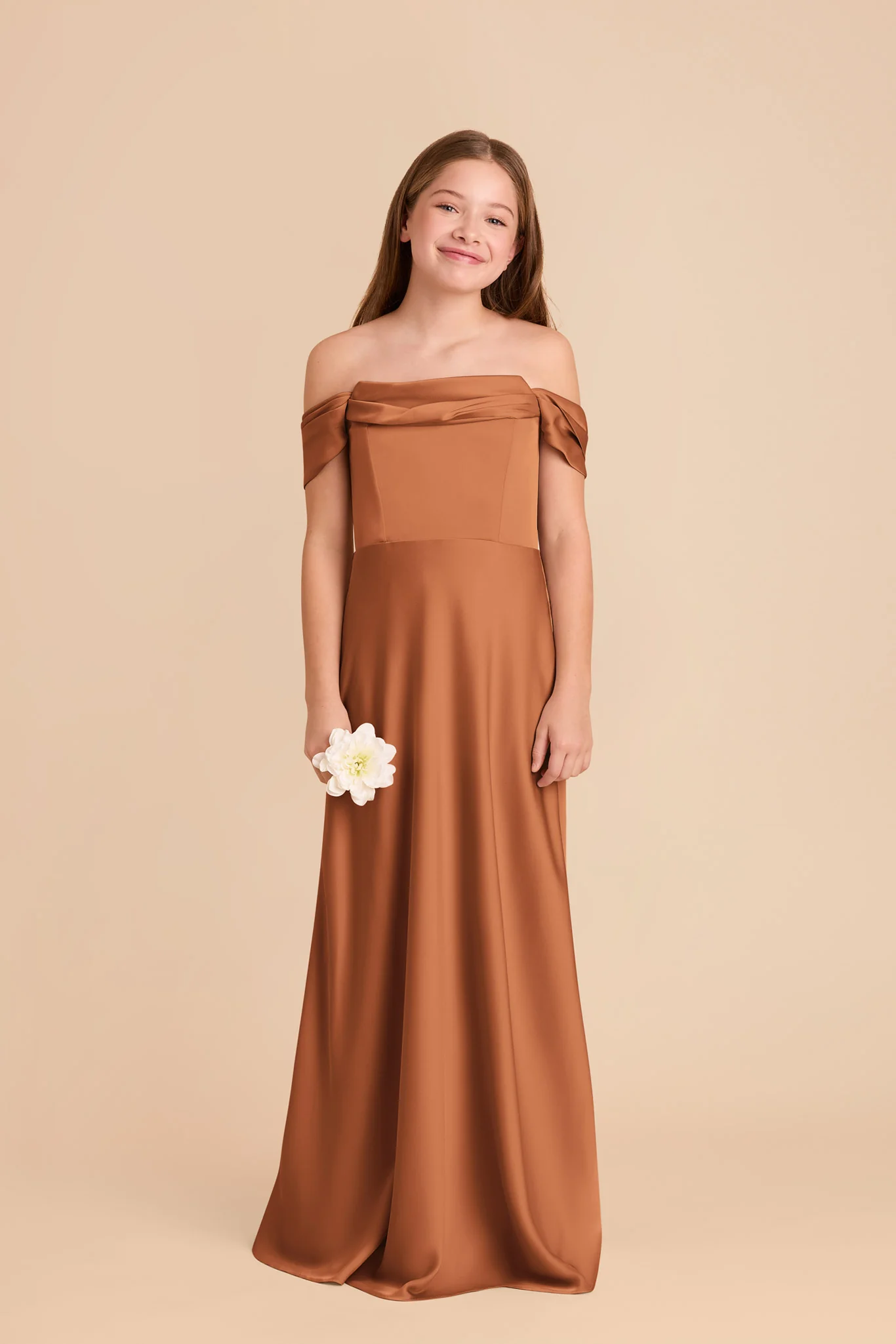 Mimi Junior Matte Satin Dress - Rust - Image 2