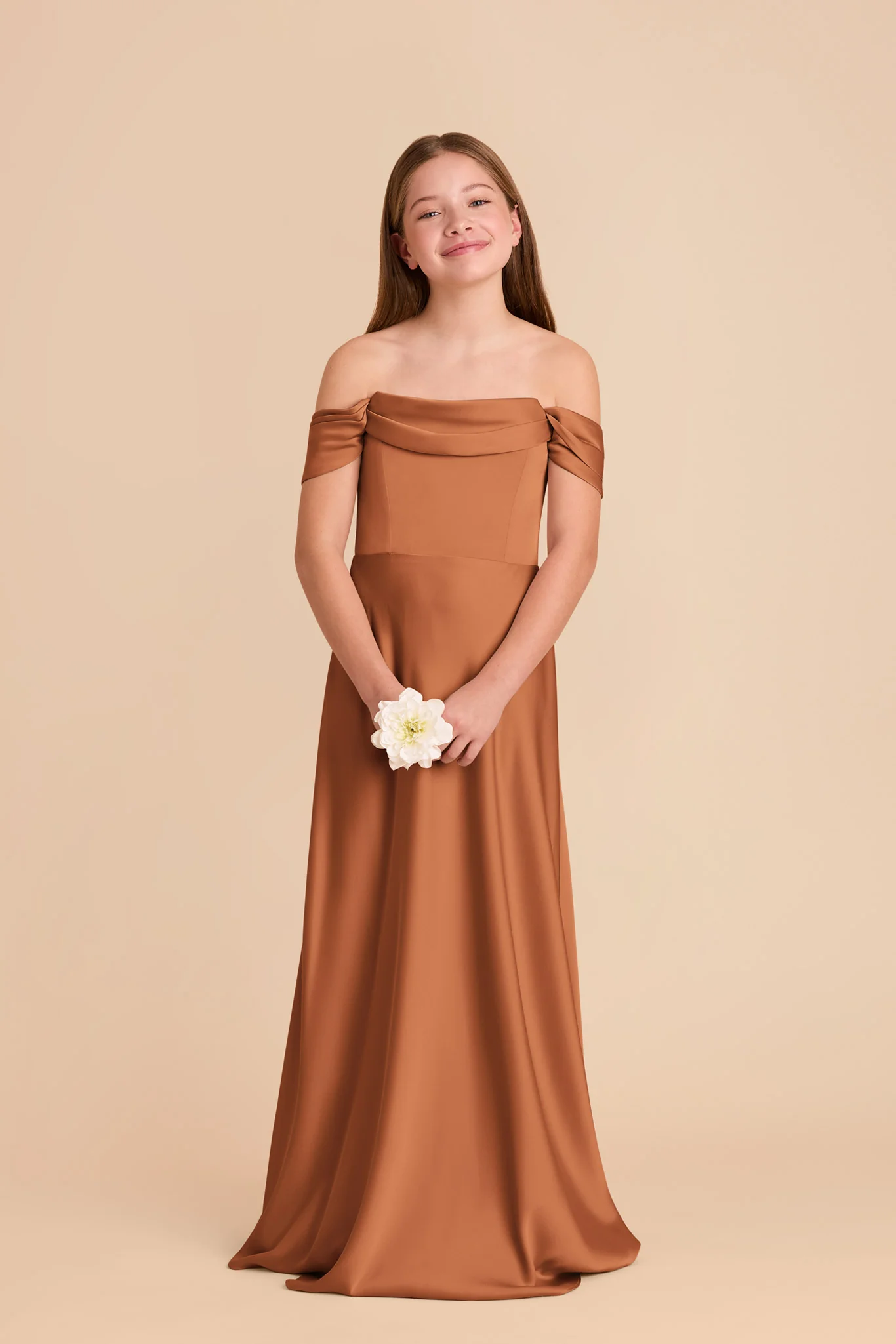 Mimi Junior Matte Satin Dress - Rust - Image 3