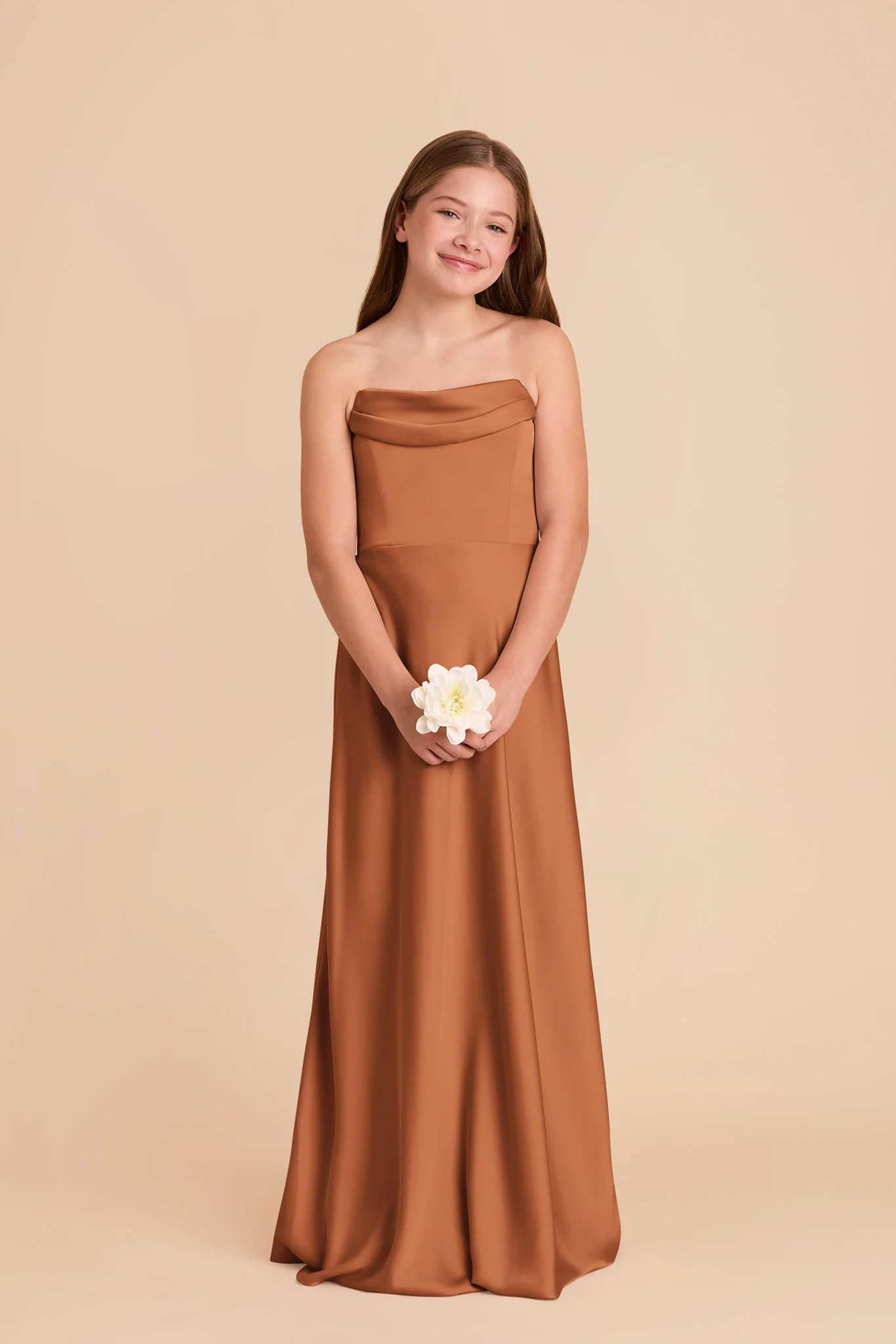 Mimi Junior Matte Satin Dress - Rust - Image 4