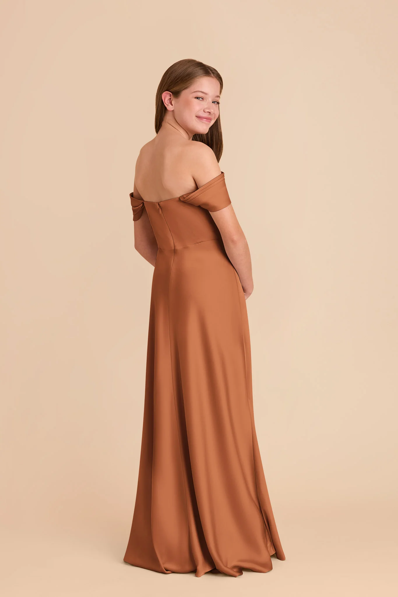 Mimi Junior Matte Satin Dress - Rust - Image 5
