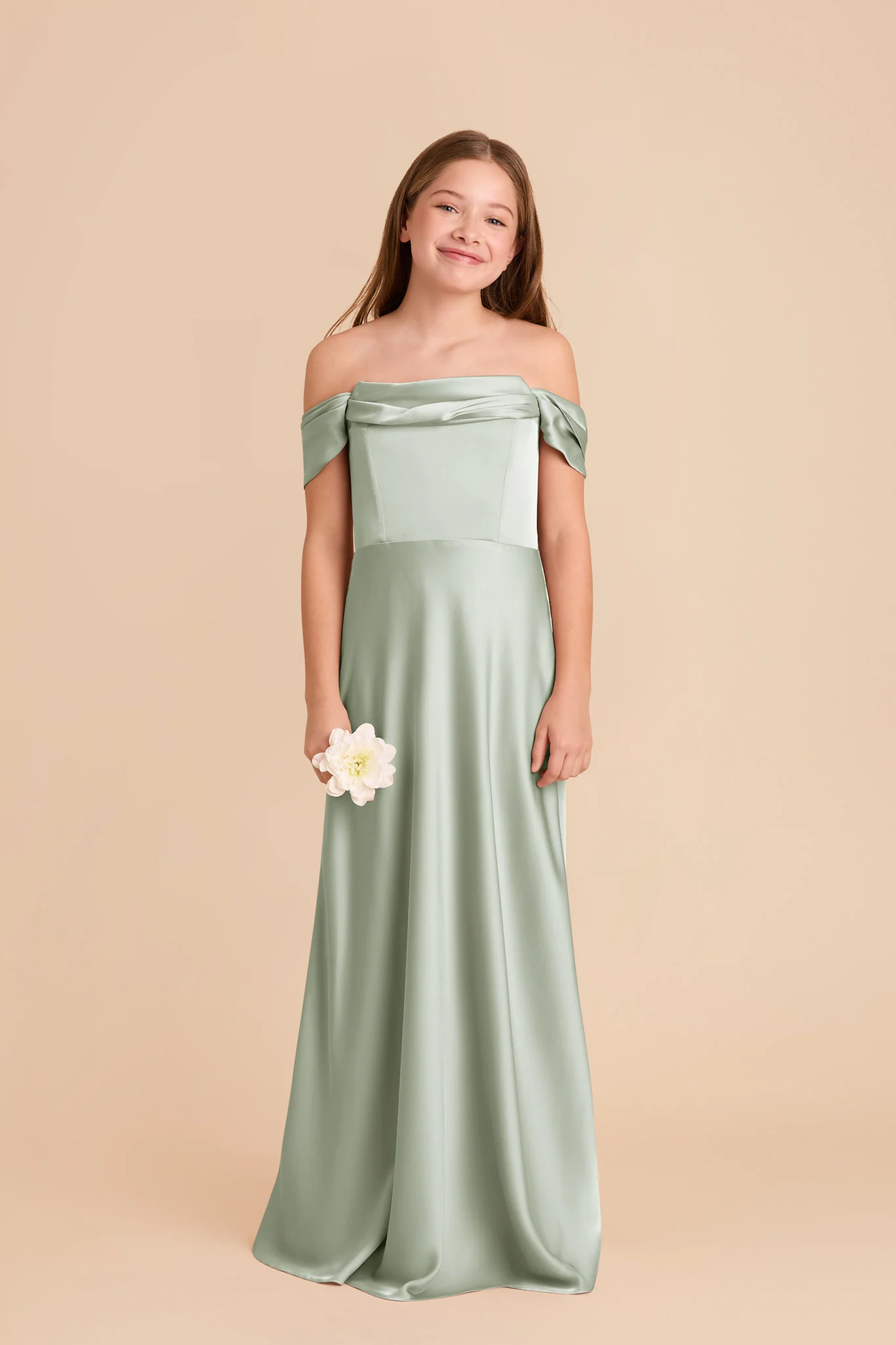Mimi Junior Matte Satin Dress - Sage - Image 4