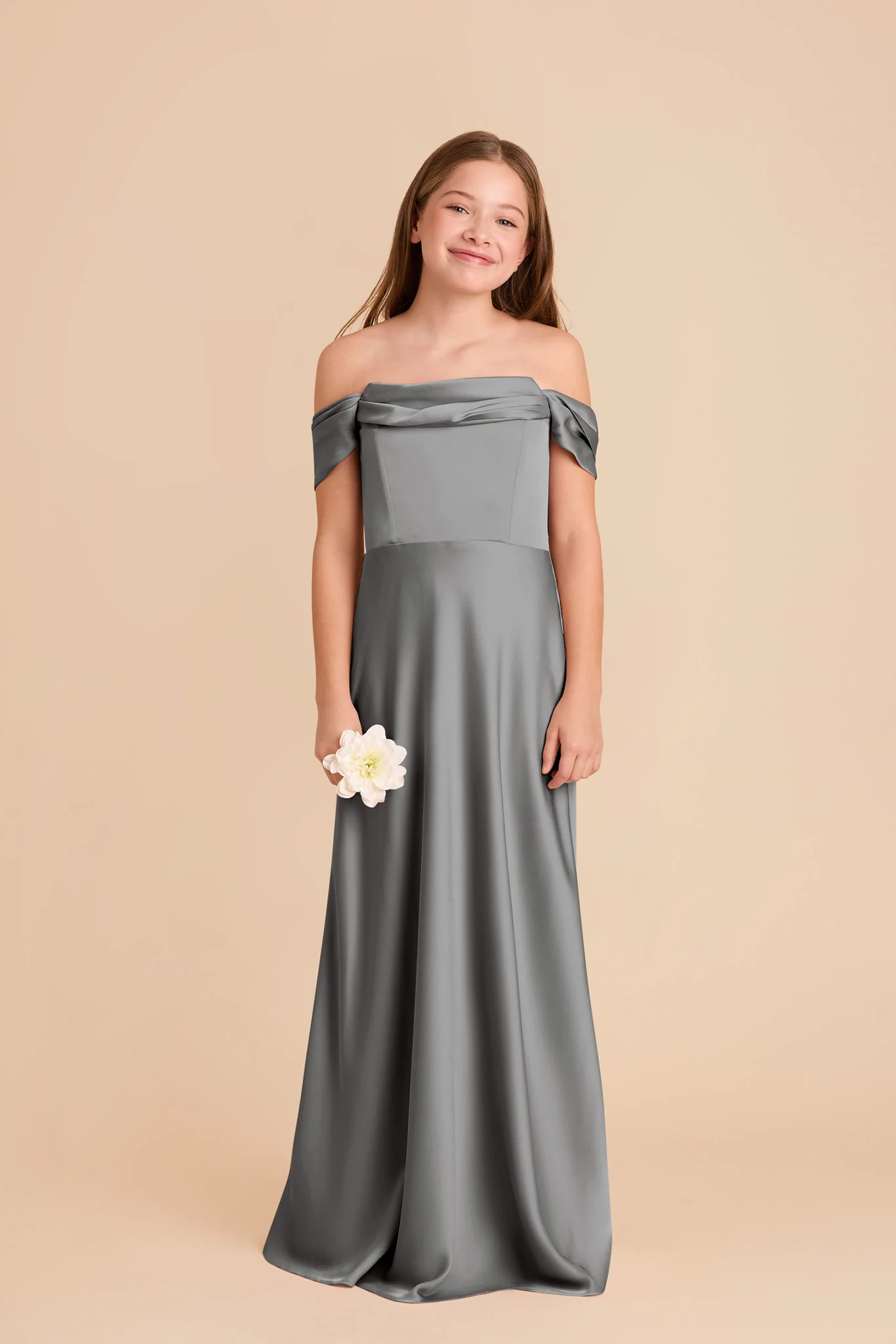 Mimi Junior Matte Satin Dress - Silver - Image 2