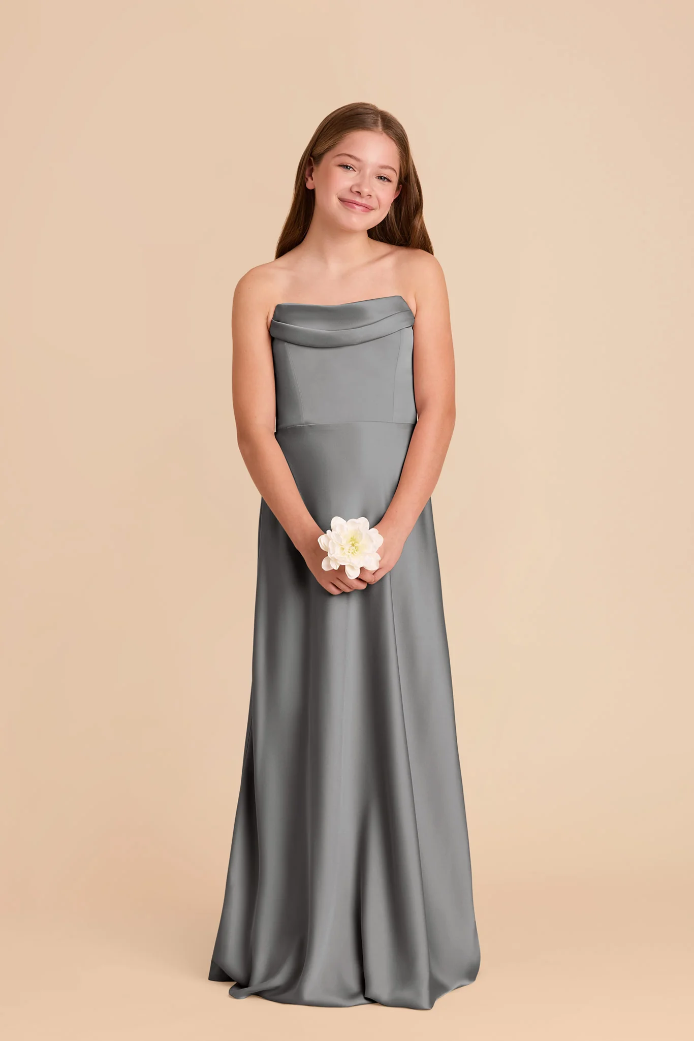 Mimi Junior Matte Satin Dress - Silver - Image 4