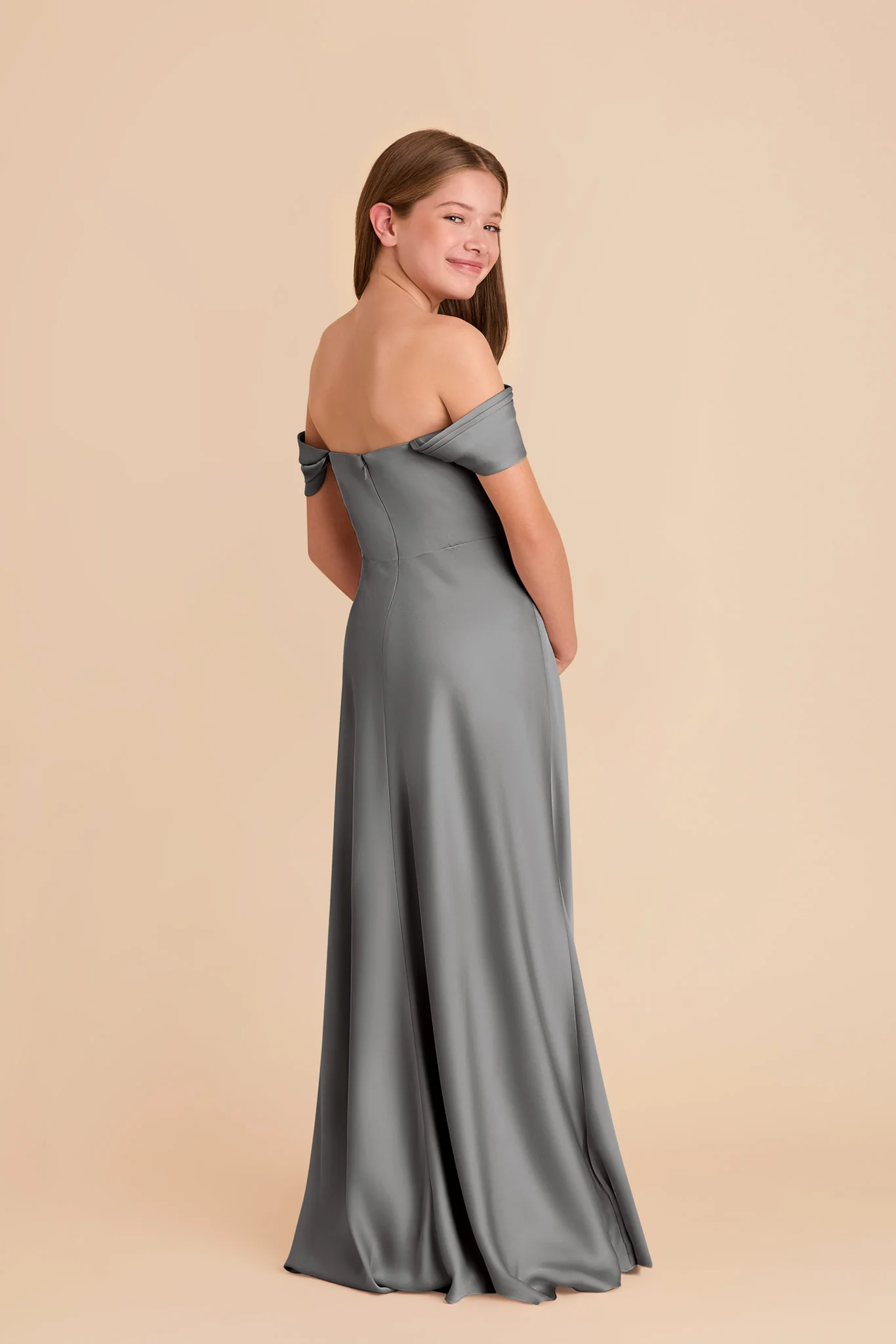 Mimi Junior Matte Satin Dress - Silver - Image 5