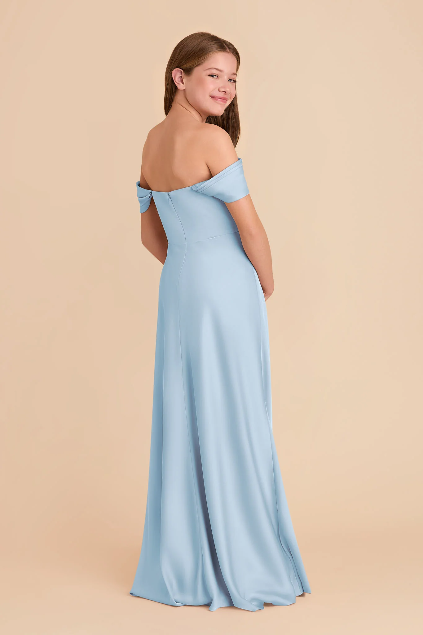 Mimi Junior Matte Satin Dress - Sky Blue - Image 5