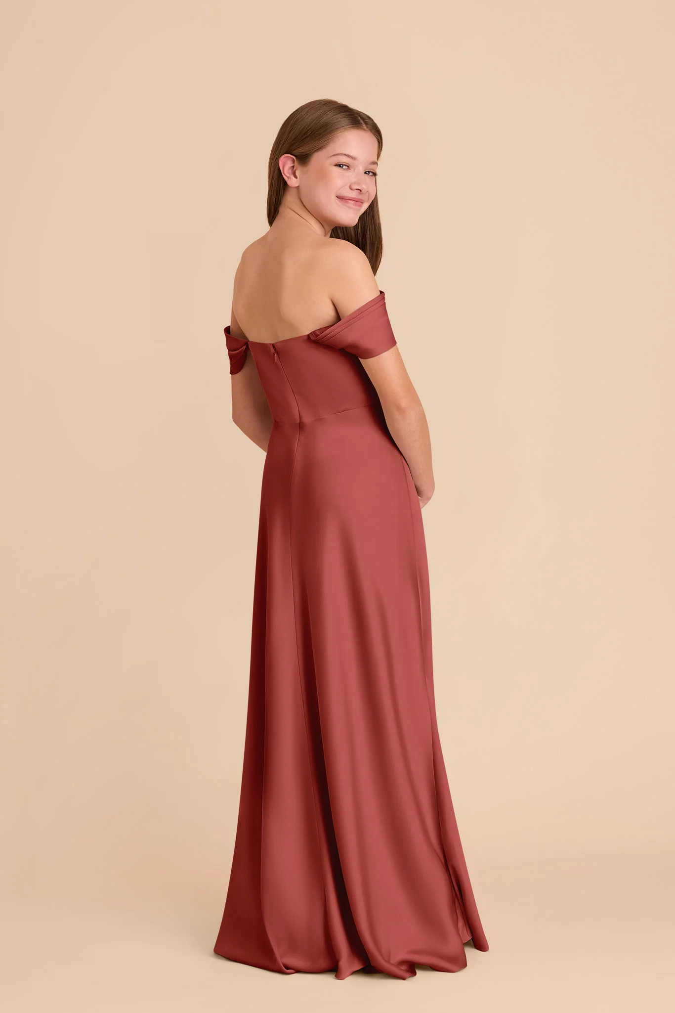 Mimi Junior Matte Satin Dress - Spice - Image 5